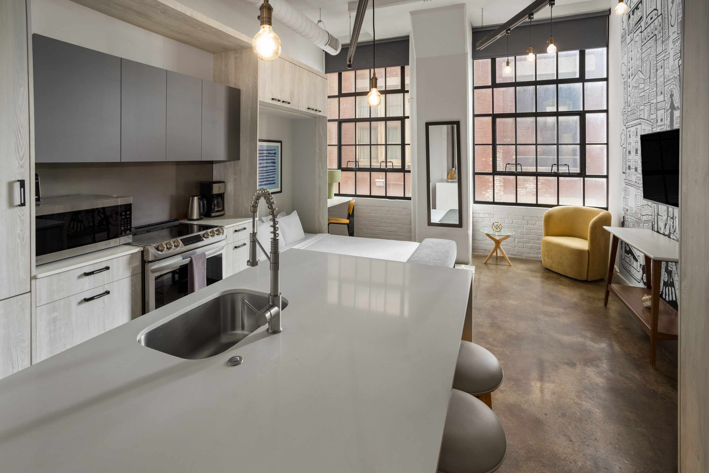 The Heid Lofts by Reside, a Wyndham Residence suite in Philadelphia, Pennsylvania