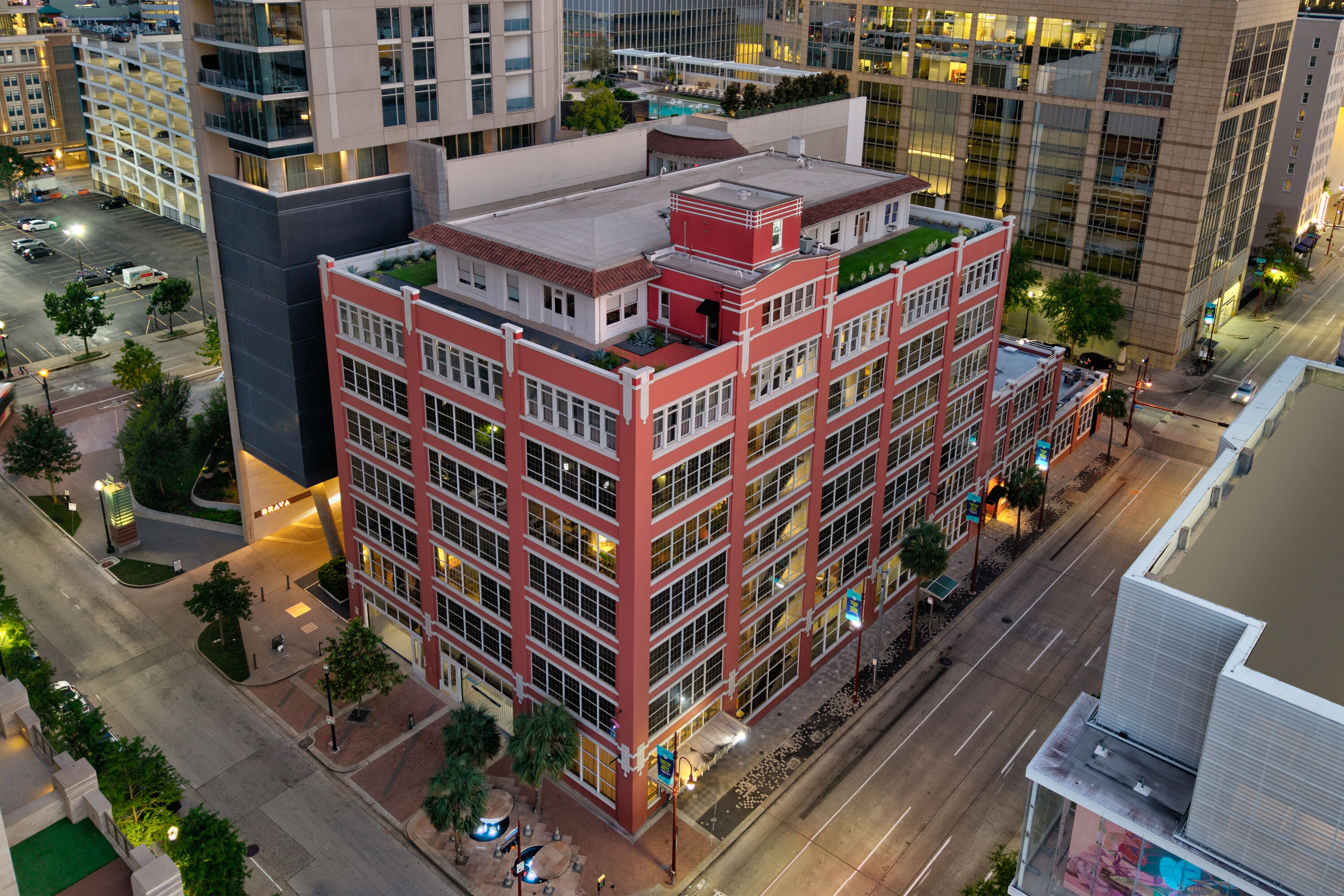 Aerial View of Reside Houston Downtown, a Wyndham Residence hotel in Houston, Texas