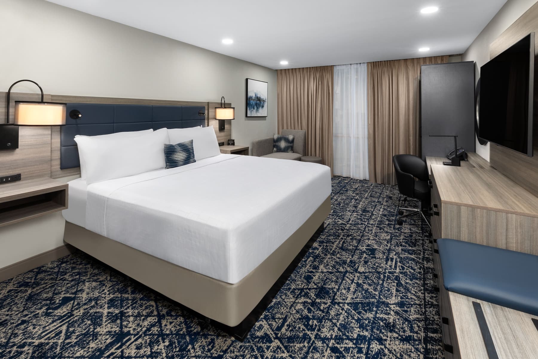 Guest room at the Wyndham DFW Airport in Irving, Texas