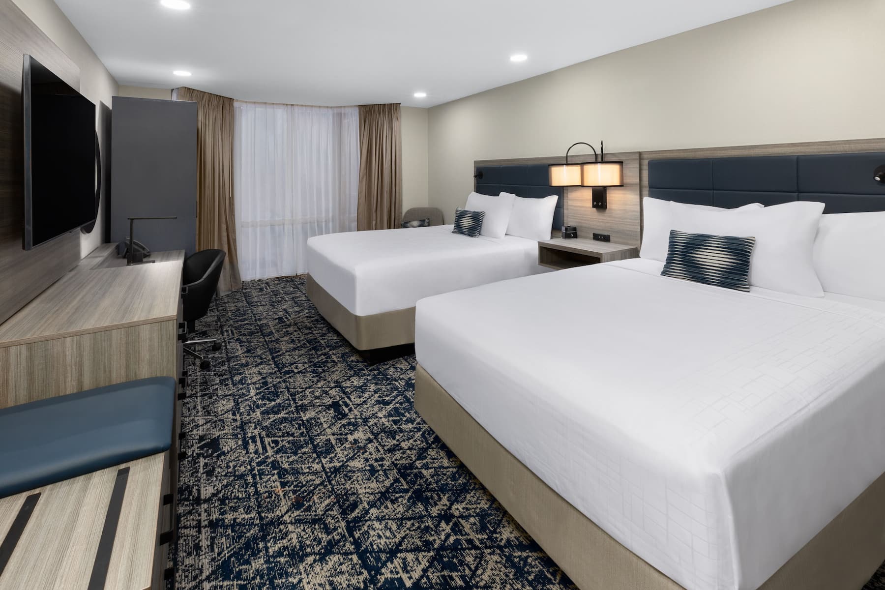 Guest room at the Wyndham DFW Airport in Irving, Texas