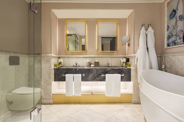 Guest room bath at the Wyndham Bukhara in Bukhara, Other than US/Canada