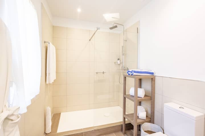 Guest room bath at the Wyndham Tortola BVI Lambert Beach Resort in East End, Other than US/Canada