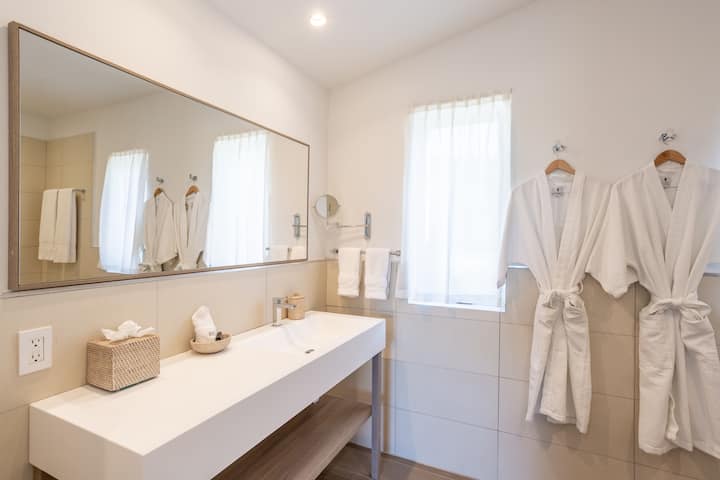 Guest room bath at the Wyndham Tortola BVI Lambert Beach Resort in East End, Other than US/Canada