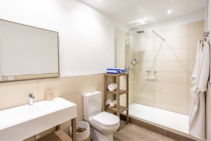 Guest room bath at the Wyndham Tortola BVI Lambert Beach Resort in East End, Other than US/Canada