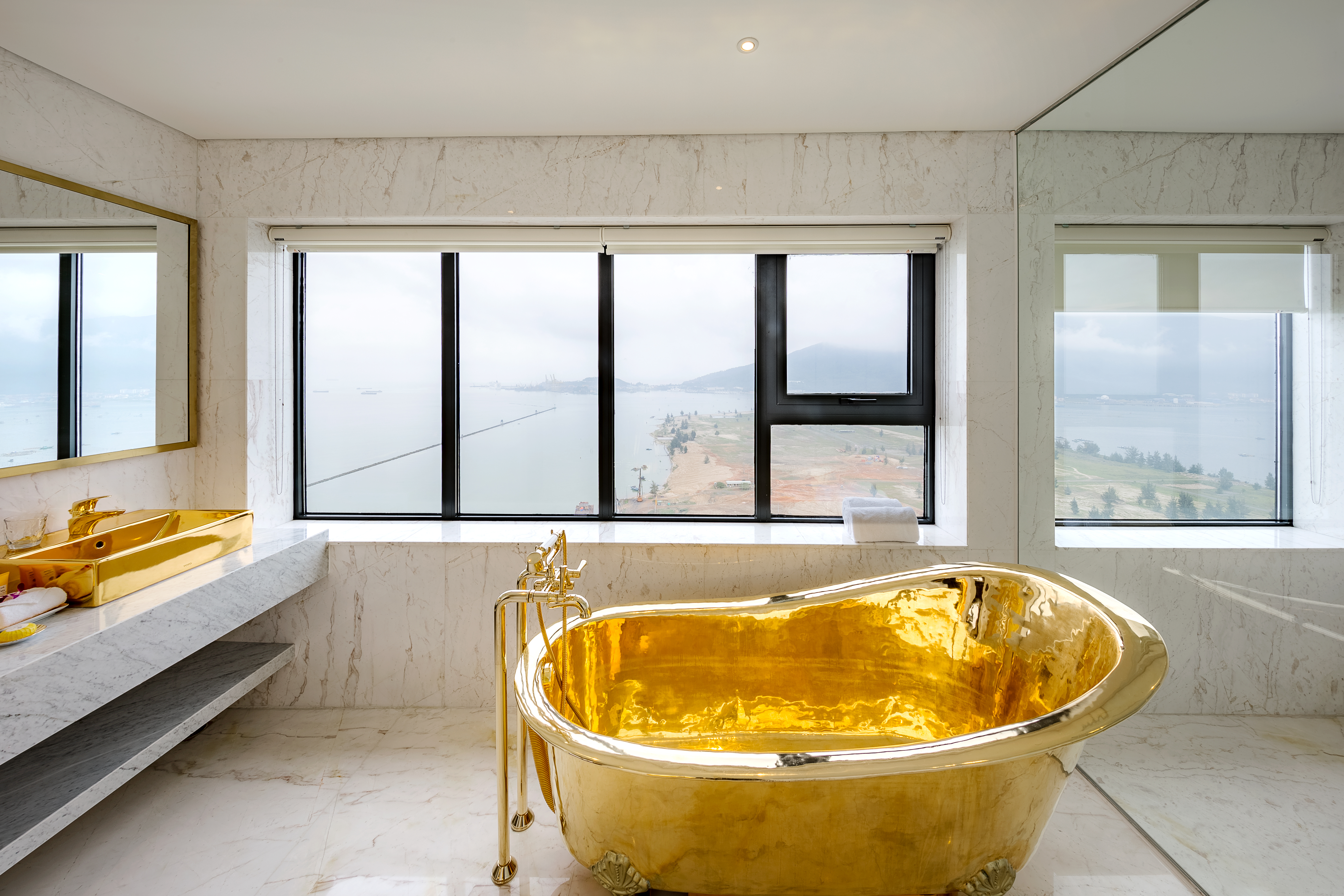 Guest room bath at the Wyndham Danang Golden Bay in Danang, Other than US/Canada