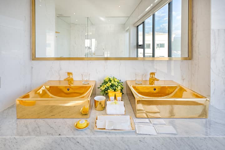 Guest room bath at the Wyndham Danang Golden Bay in Danang, Other than US/Canada