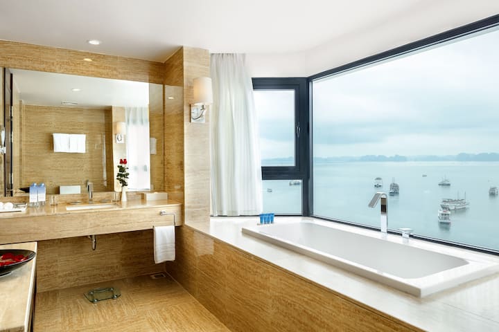 Guest room bath at the Wyndham Legend Halong Hotel in Halong, Other than US/Canada