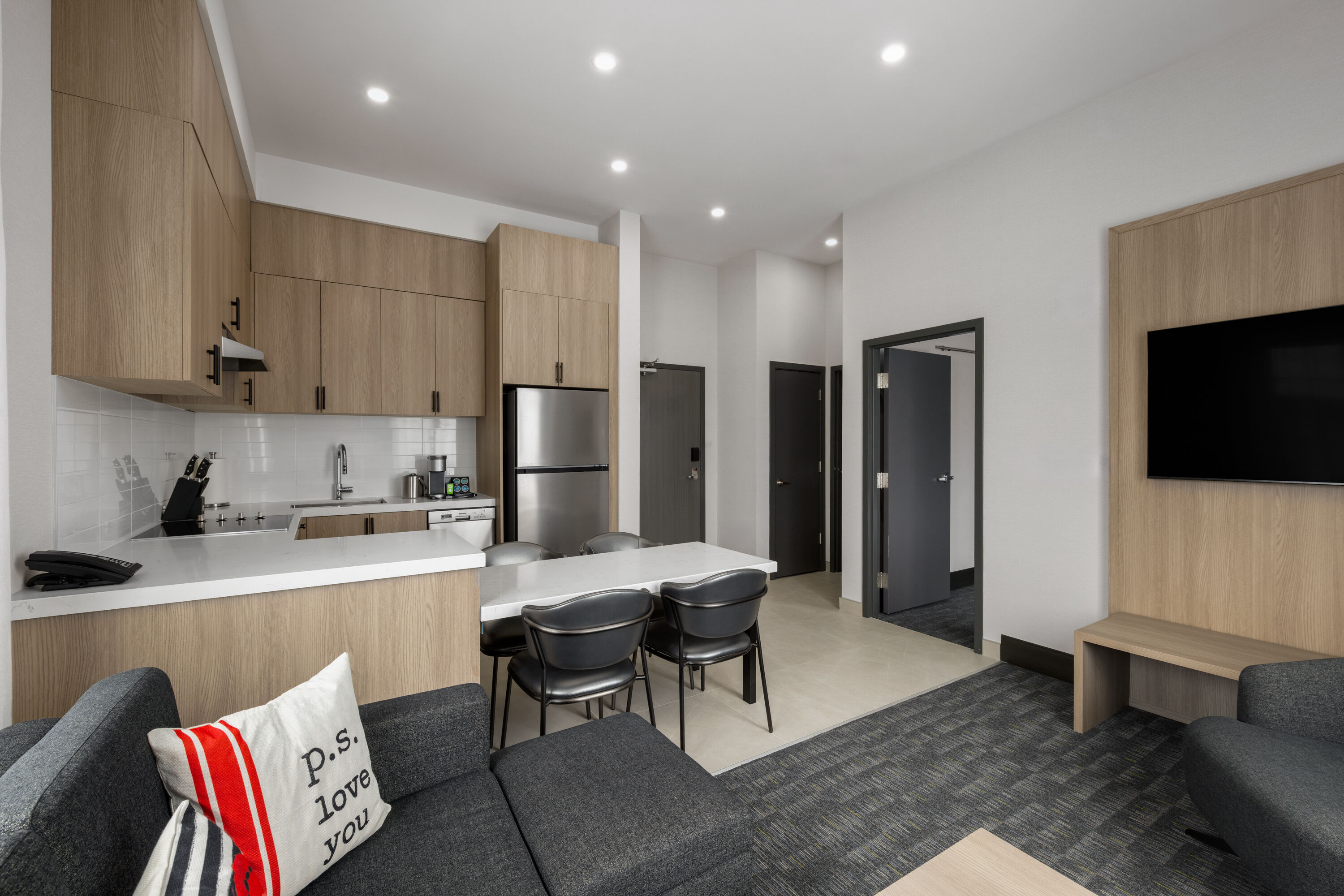 Guest room at the La Quinta Inn & Suites by Wyndham Kelowna BC in Kelowna, British Columbia