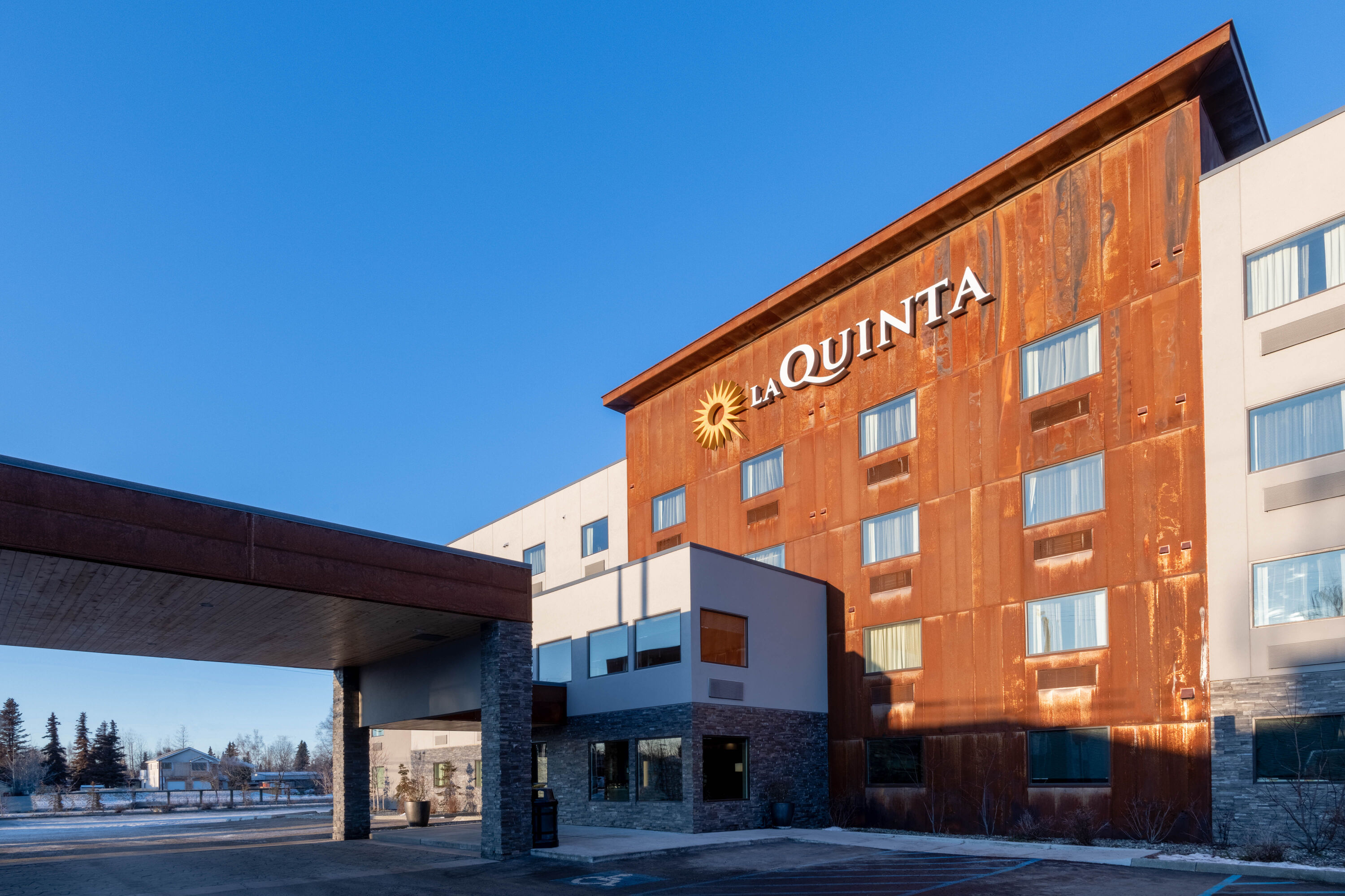 Exterior of La Quinta Inn & Suites by Wyndham Anchorage Airport hotel in Anchorage, Alaska