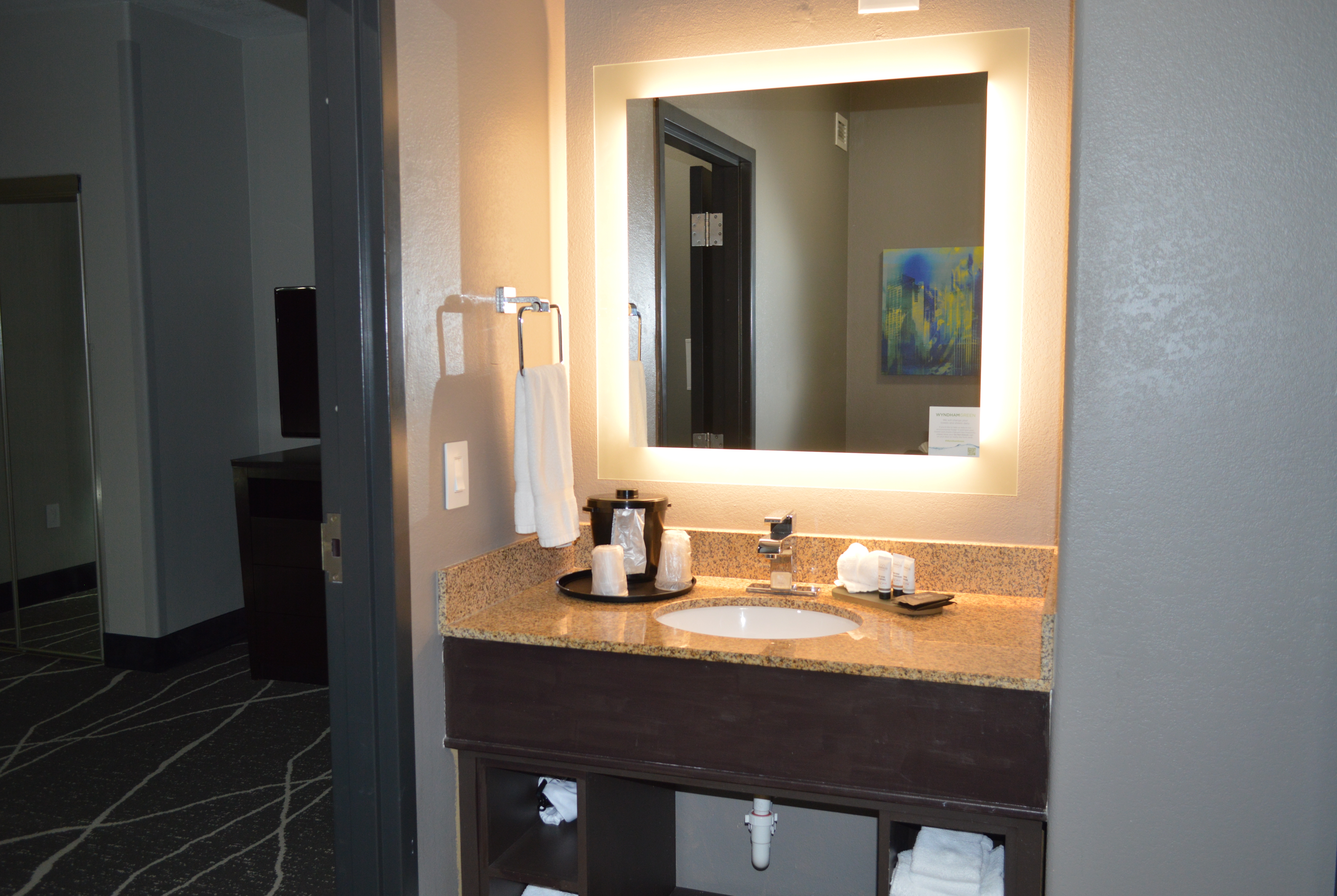 Guest room bath at the La Quinta Inn & Suites by Wyndham Little Rock - Bryant in Bryant, Arkansas