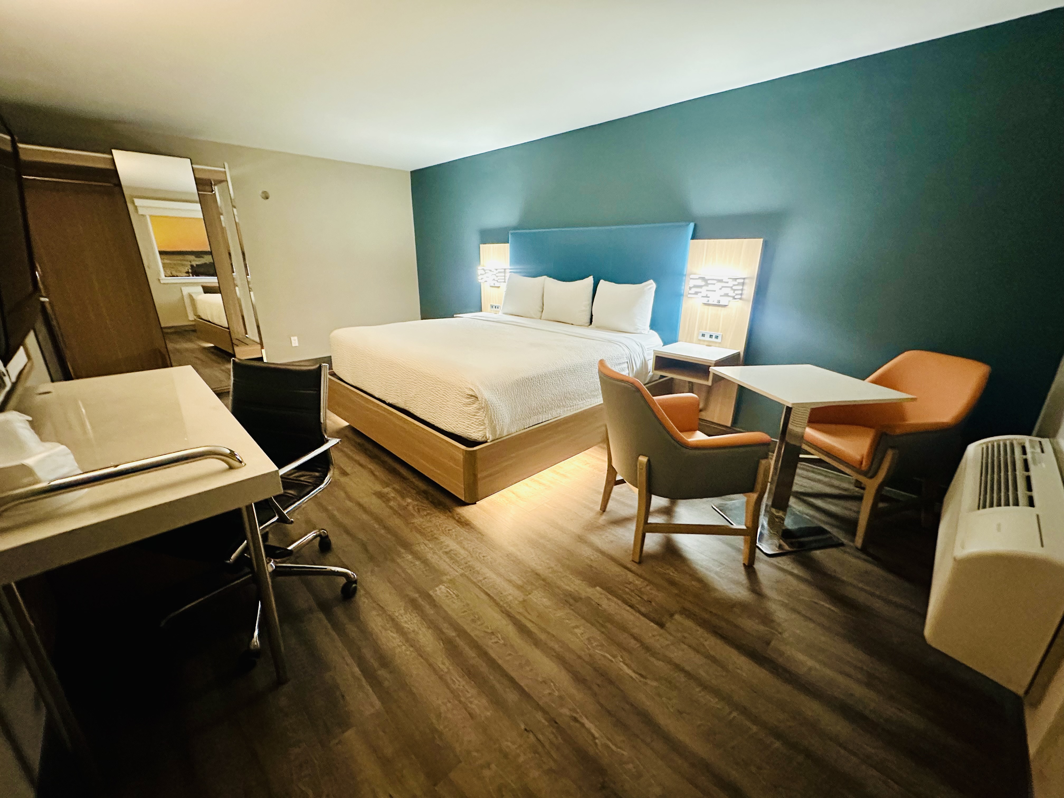 Guest room at the La Quinta Inn by Wyndham Costa Mesa / Newport Beach in Costa Mesa, California