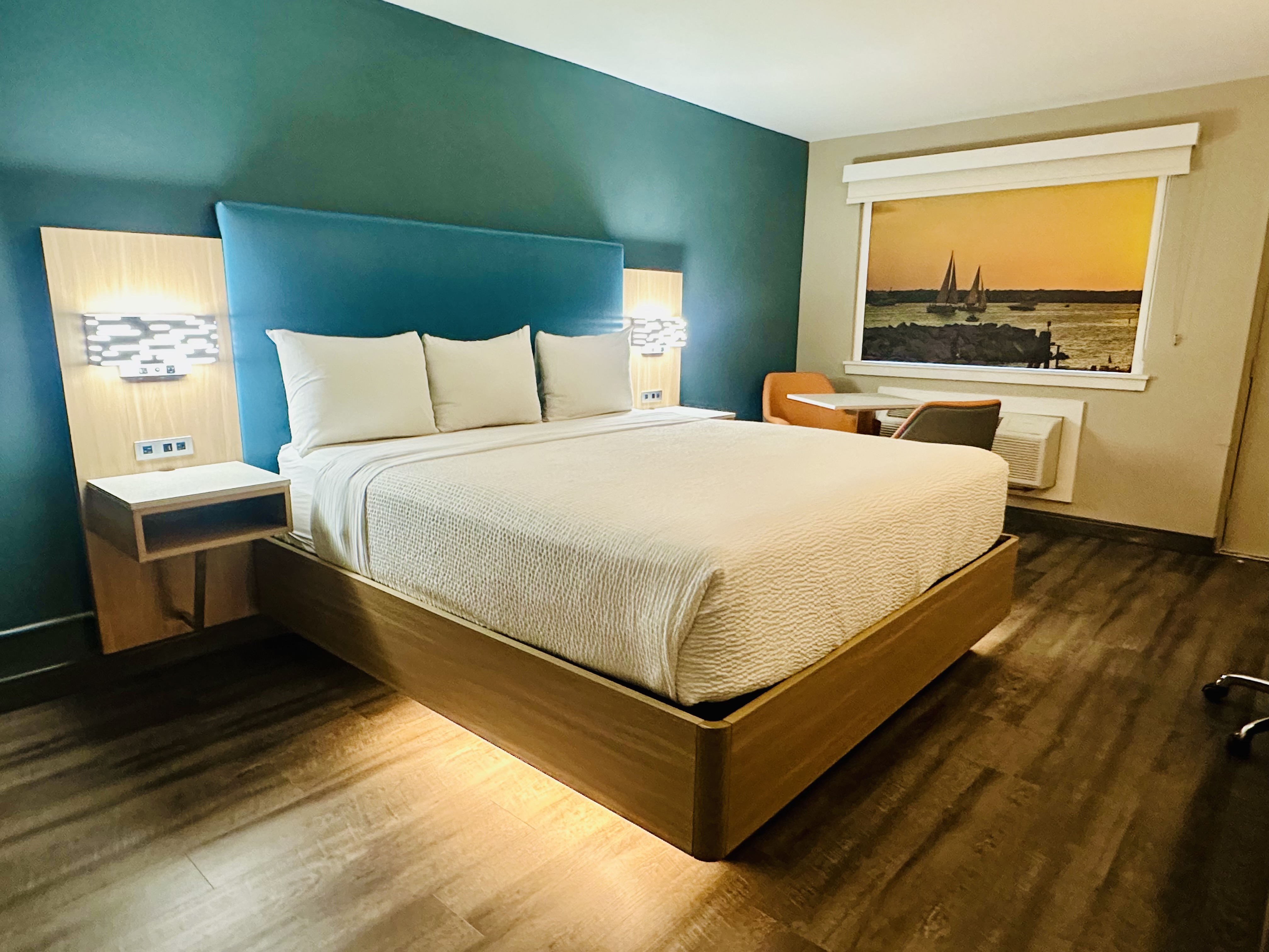 Guest room at the La Quinta Inn by Wyndham Costa Mesa / Newport Beach in Costa Mesa, California