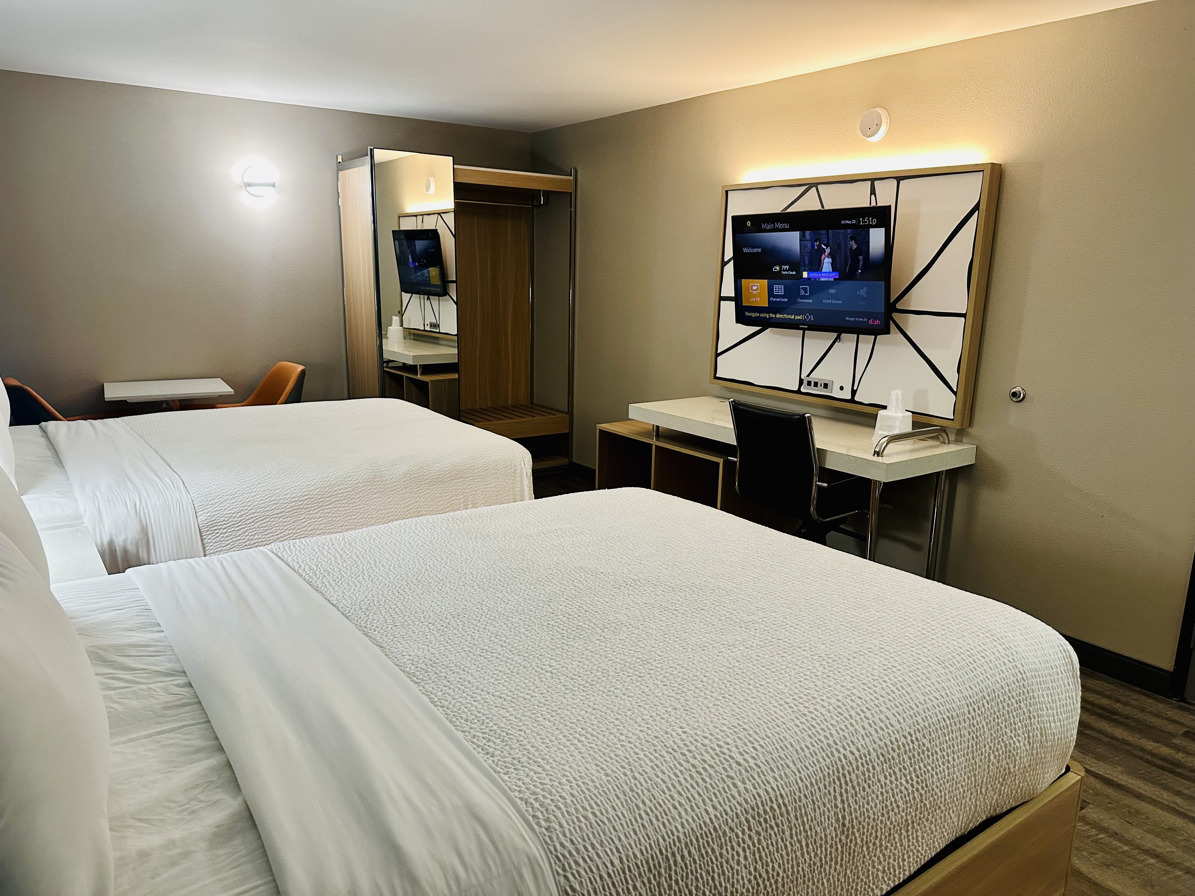 Guest room at the La Quinta Inn by Wyndham Costa Mesa / Newport Beach in Costa Mesa, California