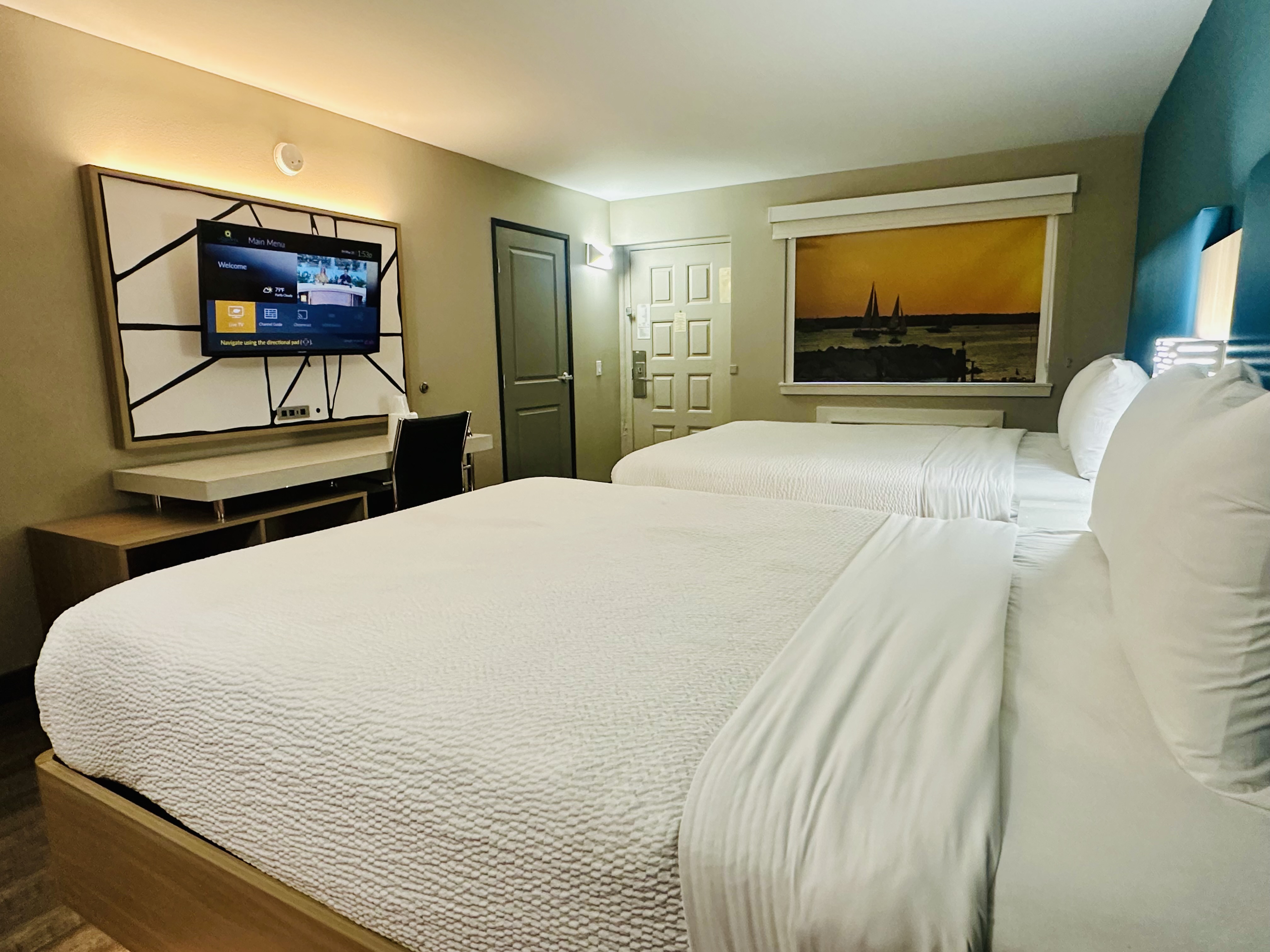 Guest room at the La Quinta Inn by Wyndham Costa Mesa / Newport Beach in Costa Mesa, California