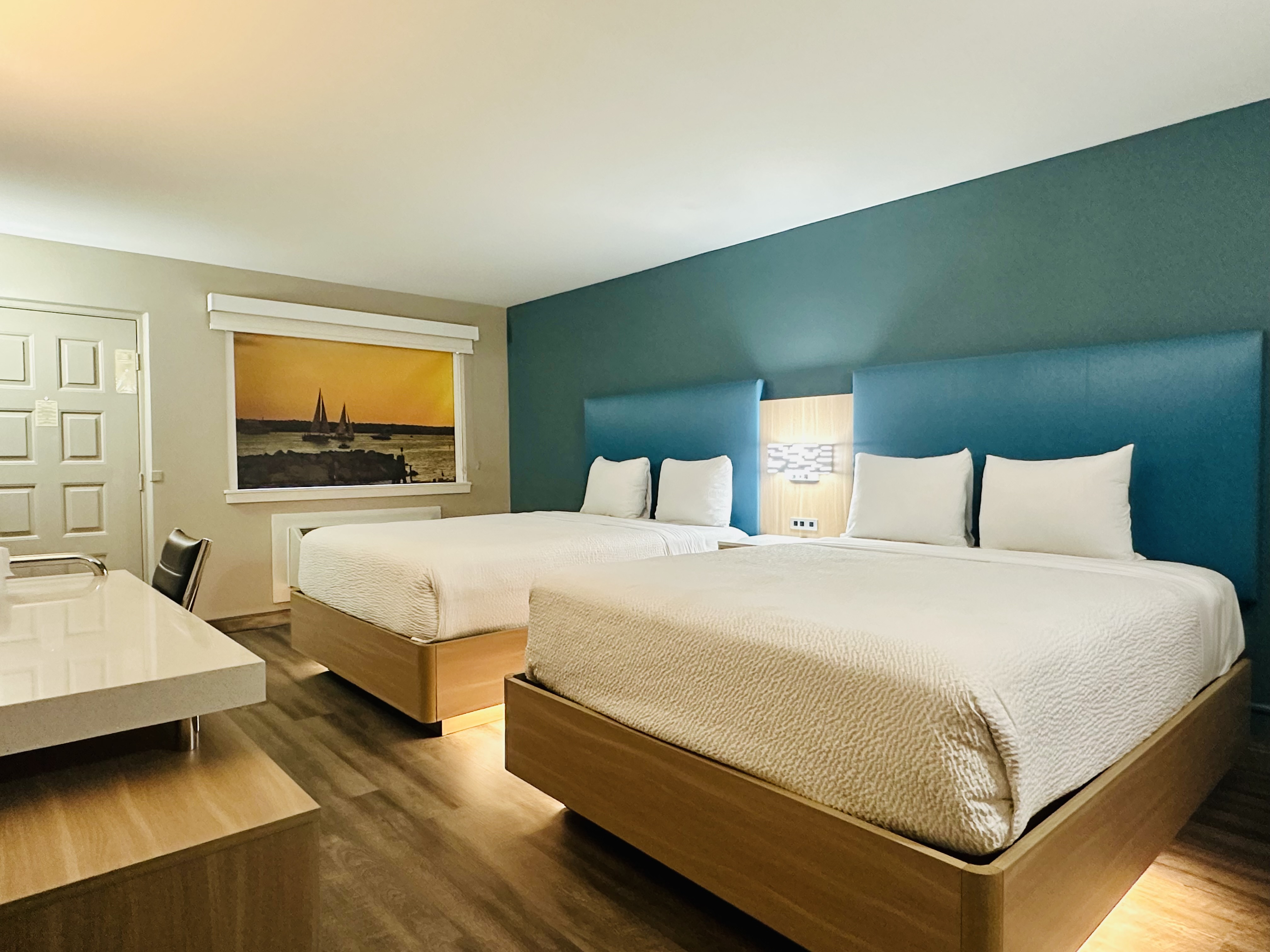 Guest room at the La Quinta Inn by Wyndham Costa Mesa / Newport Beach in Costa Mesa, California