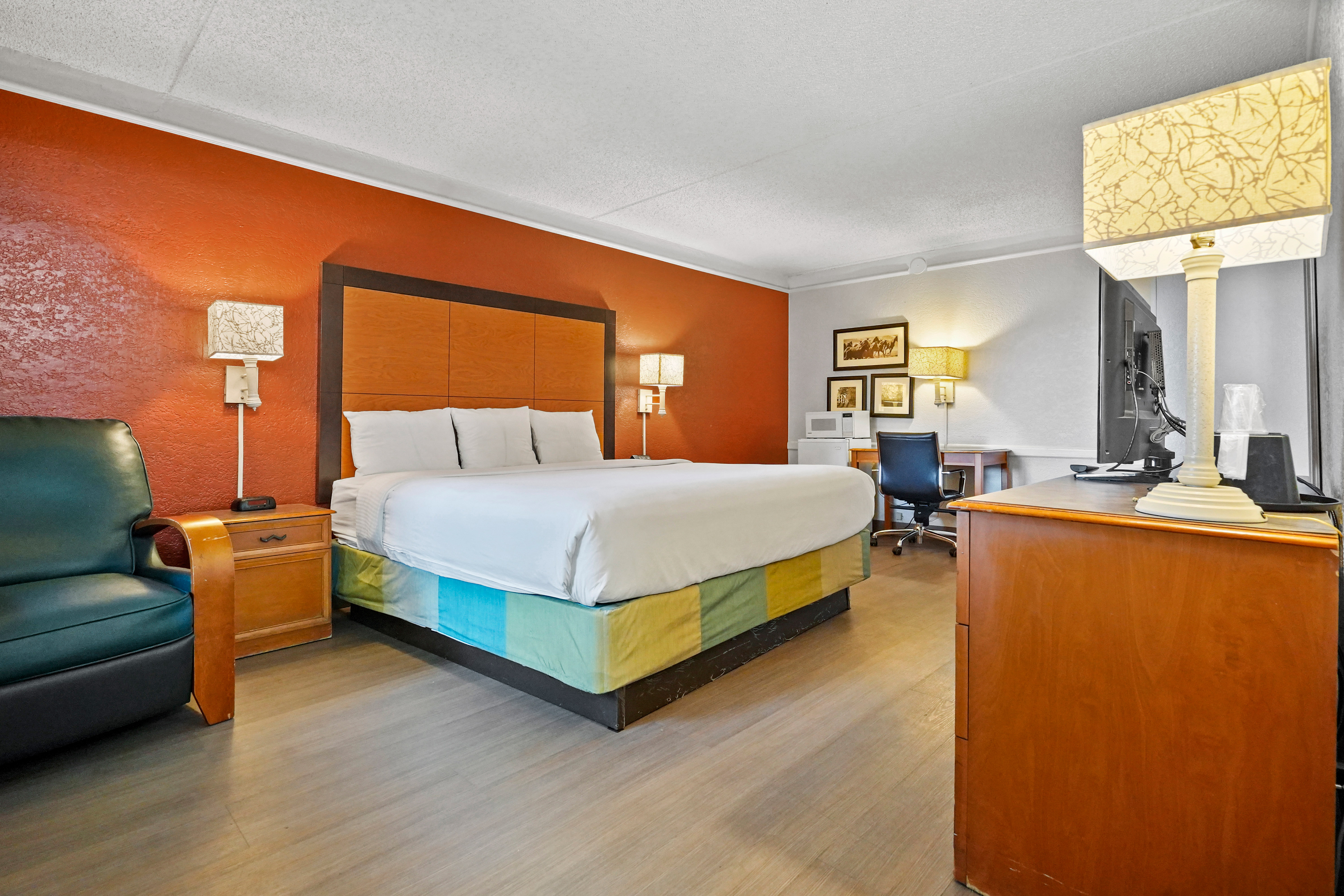 Guest room at the La Quinta Inn by Wyndham Costa Mesa / Newport Beach in Costa Mesa, California
