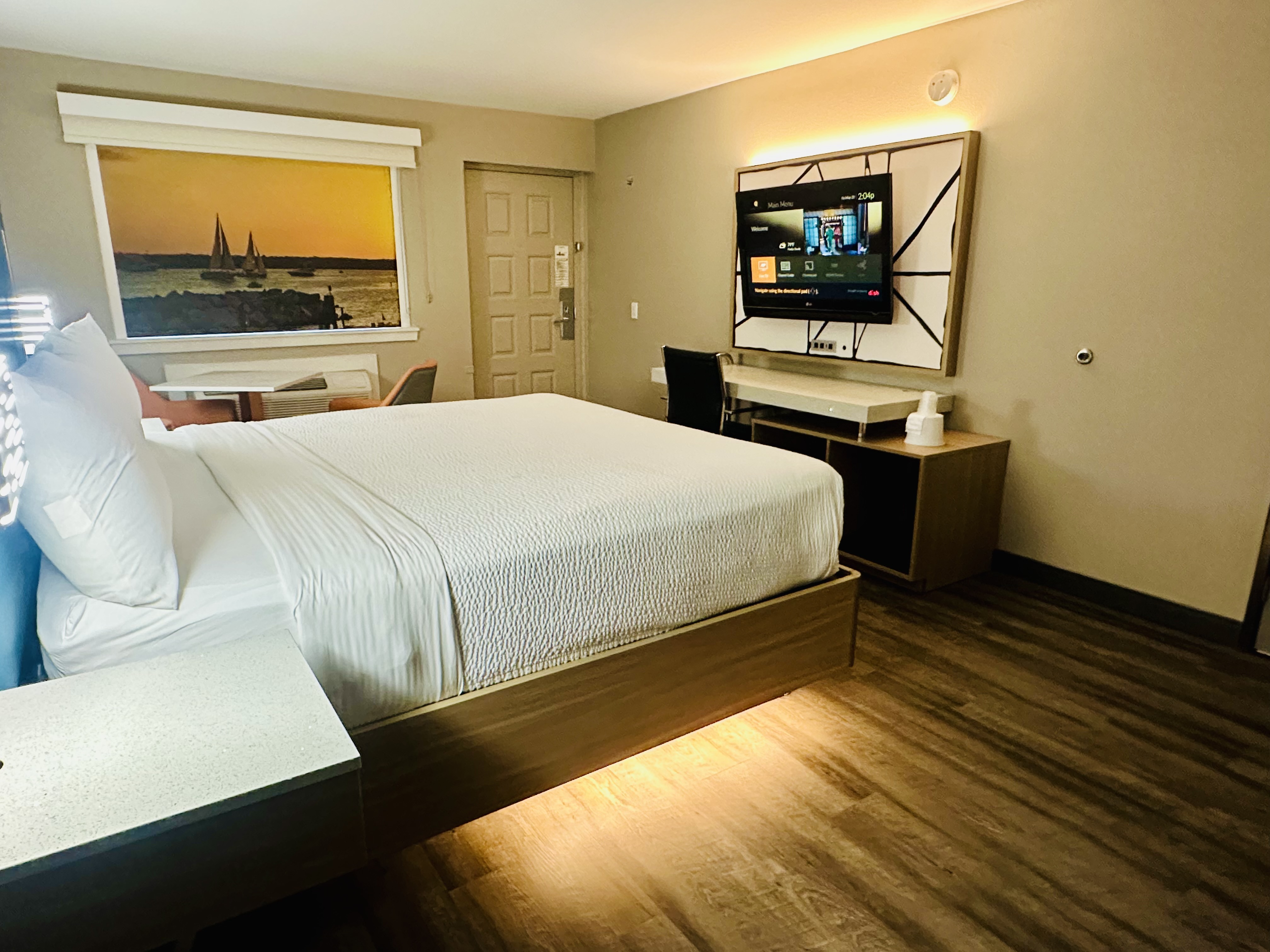 Guest room at the La Quinta Inn by Wyndham Costa Mesa / Newport Beach in Costa Mesa, California