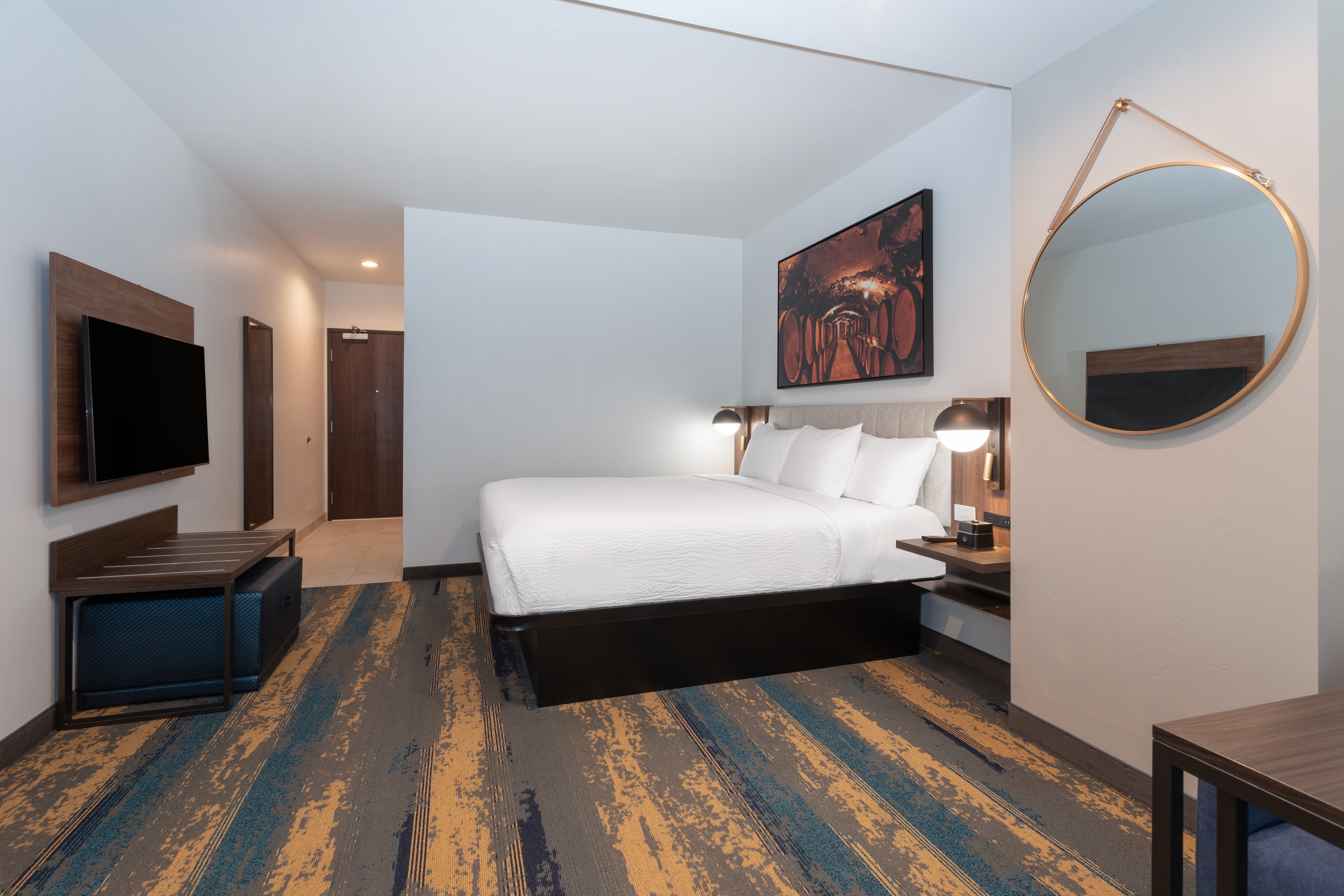 Guest room at the La Quinta Inn & Suites by Wyndham Galt Lodi North in Galt, California