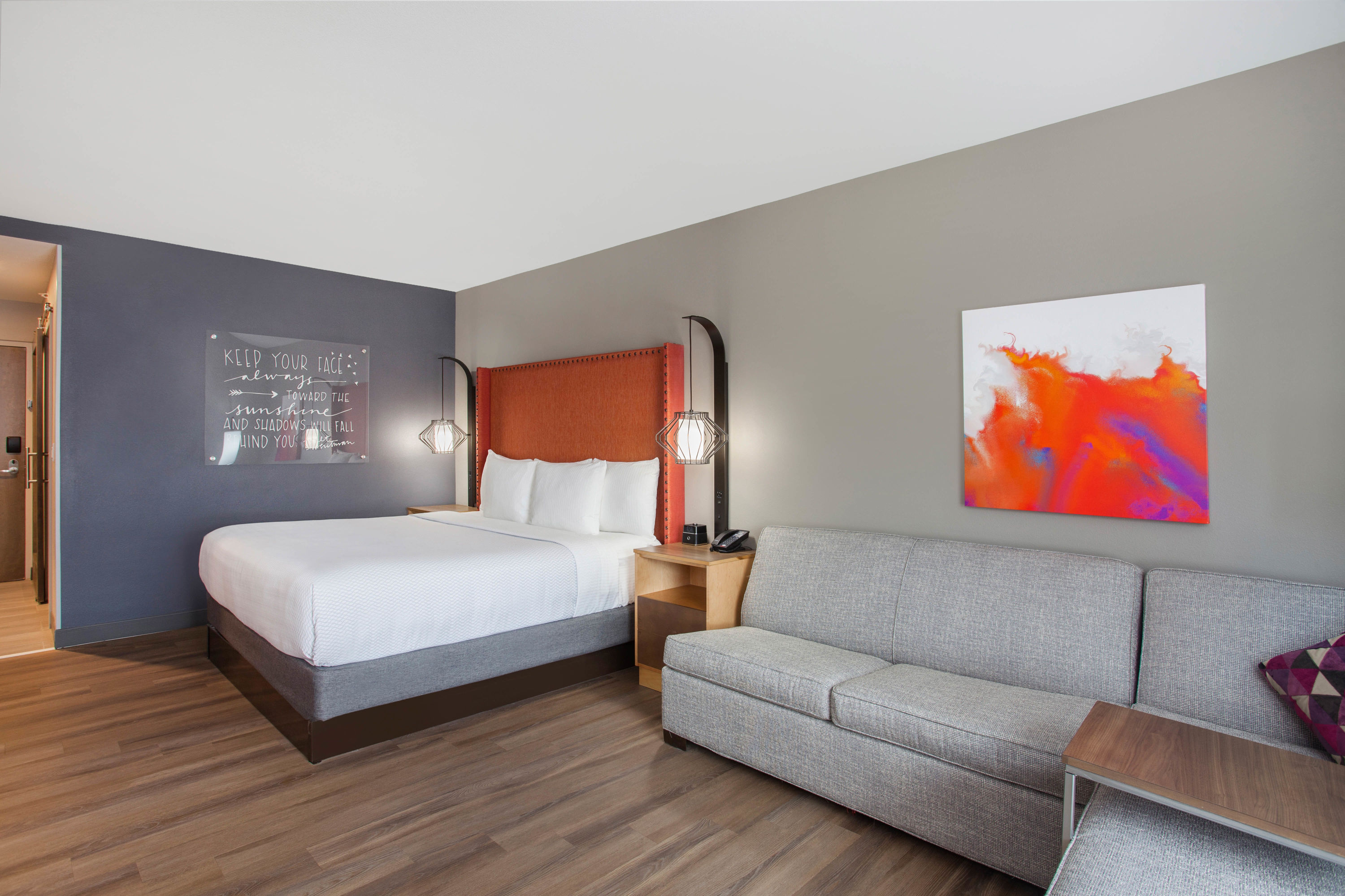 Guest room at the La Quinta Inn & Suites by Wyndham Madera in Madera, California