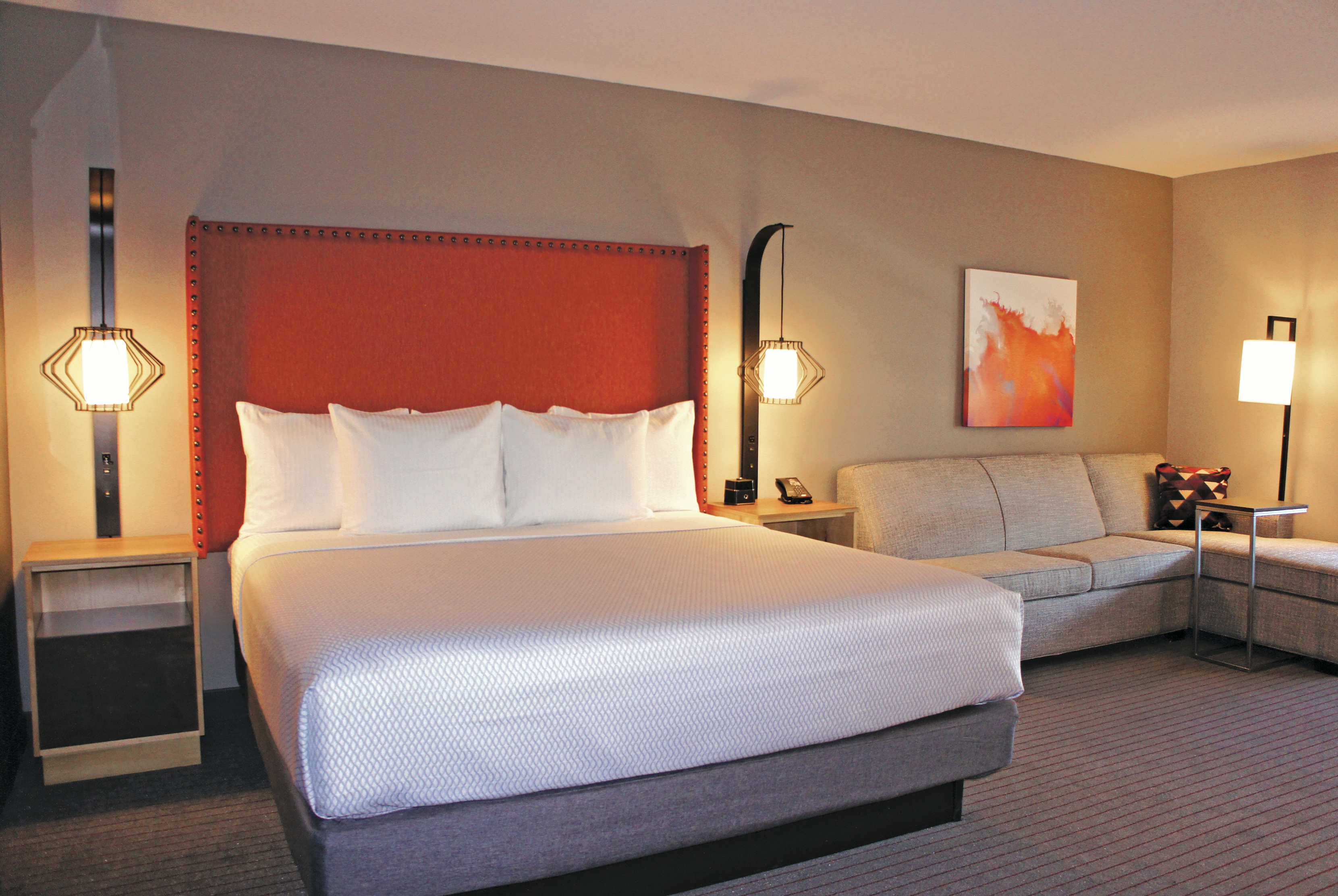 Guest room at the La Quinta Inn & Suites by Wyndham Madera in Madera, California