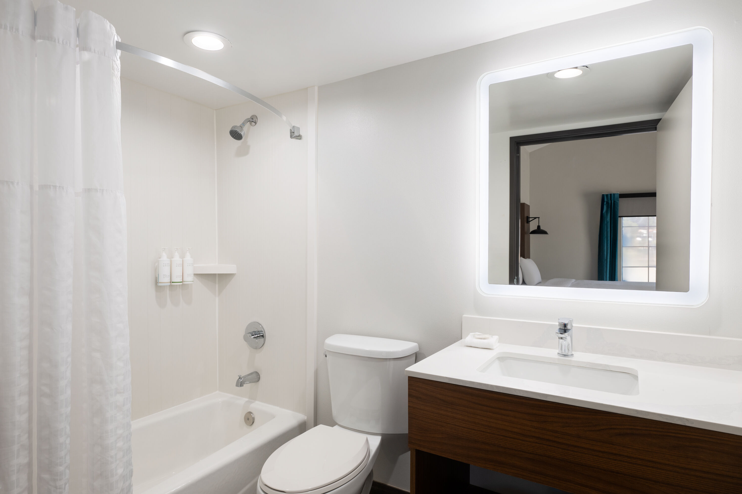 Guest room bath at the La Quinta Inn by Wyndham San Diego - Miramar in San Diego, California