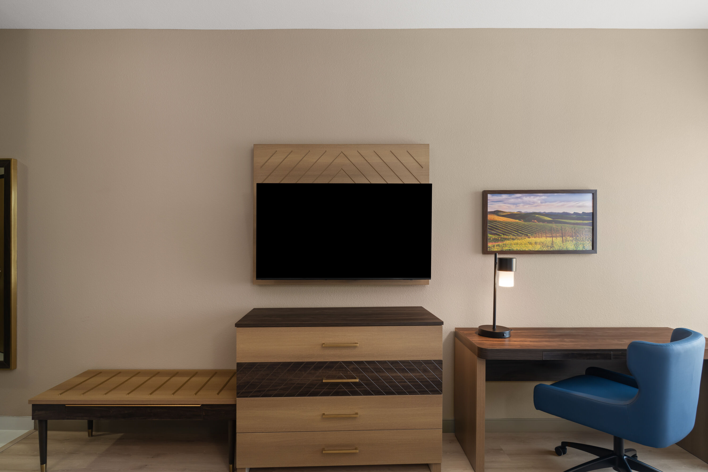 Guest room at the La Quinta Inn & Suites by Wyndham Tracy in Tracy, California