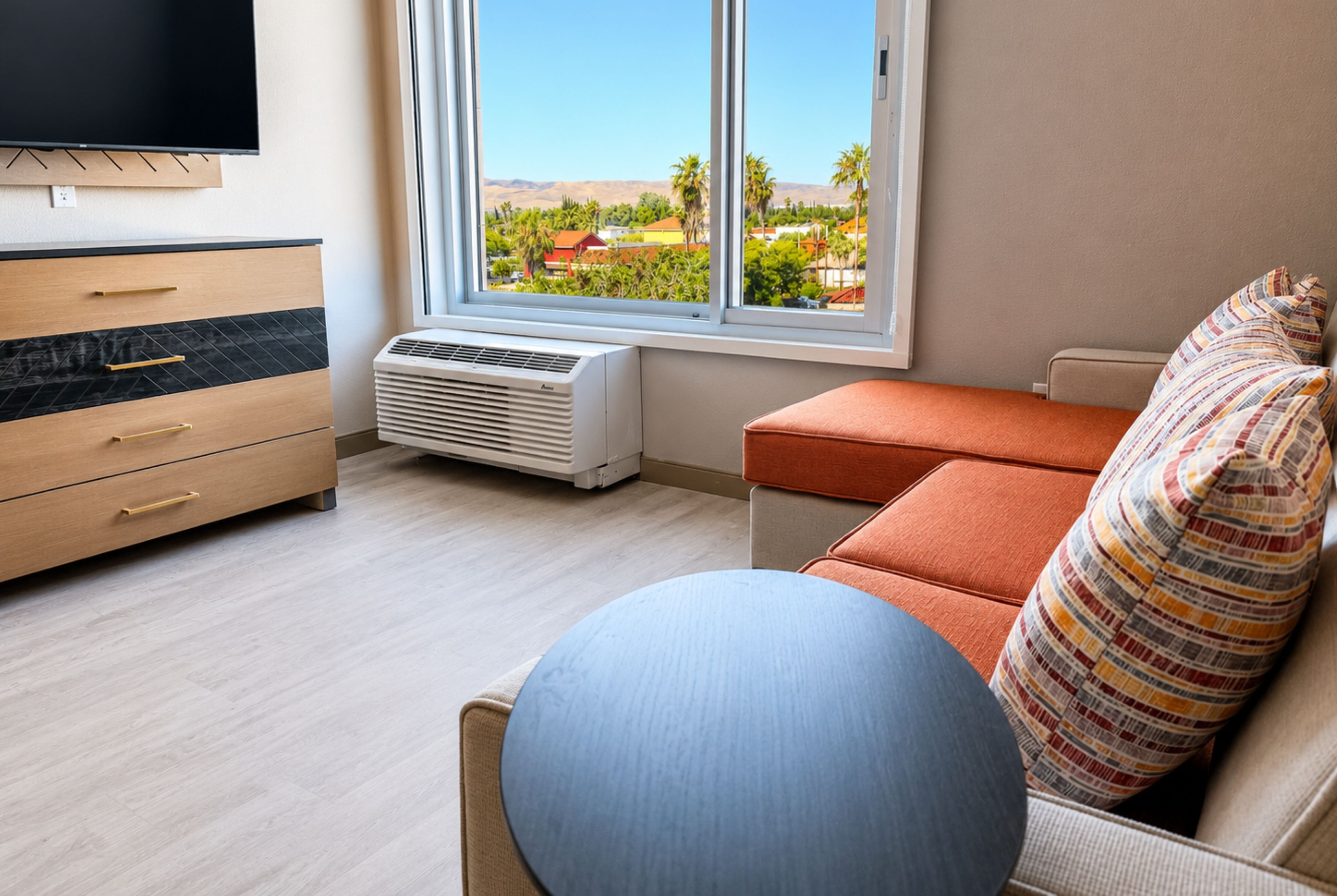Guest room at the La Quinta Inn & Suites by Wyndham Tracy in Tracy, California