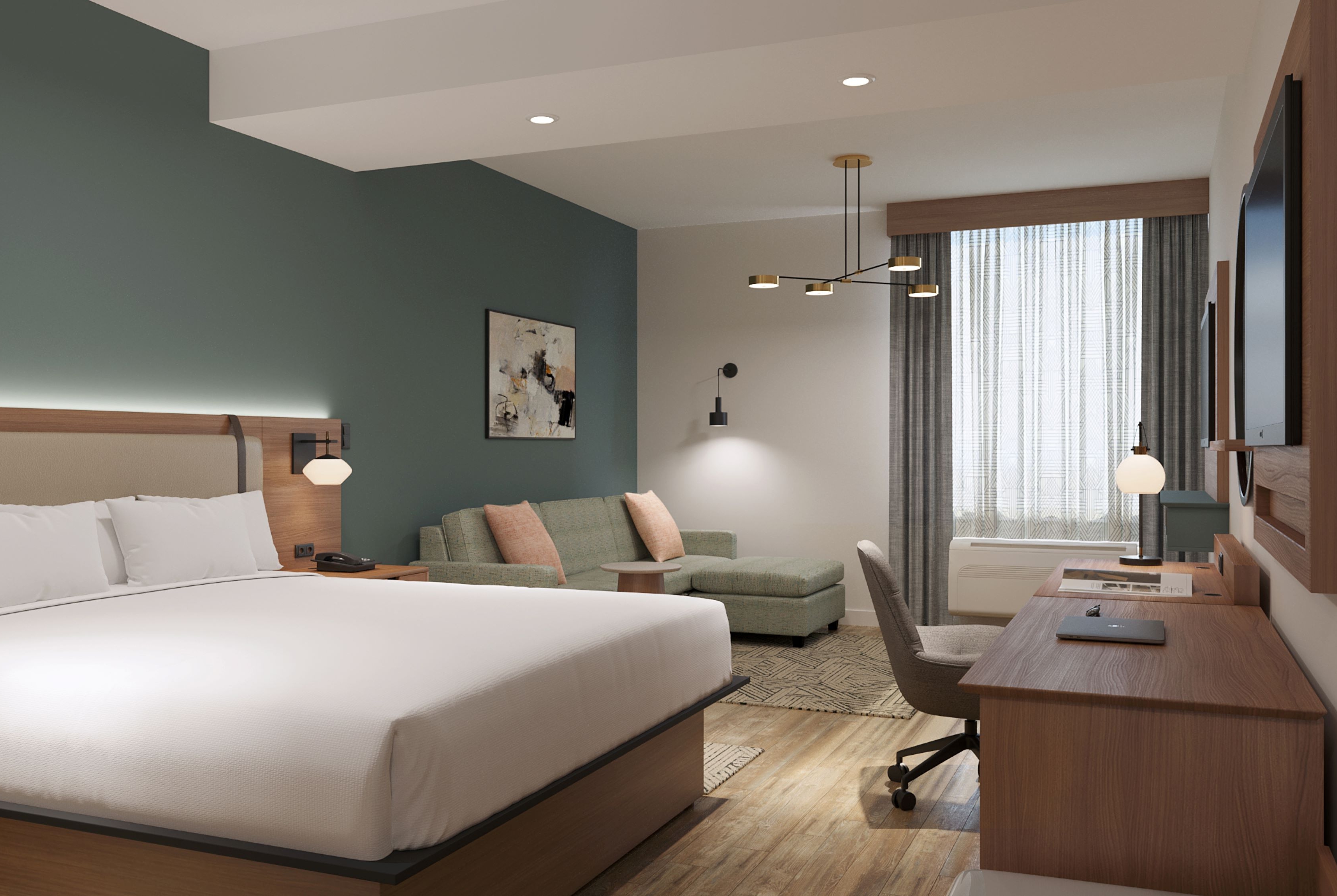 Guest room at the La Quinta Inn & Suites by Wyndham Tracy in Tracy, California