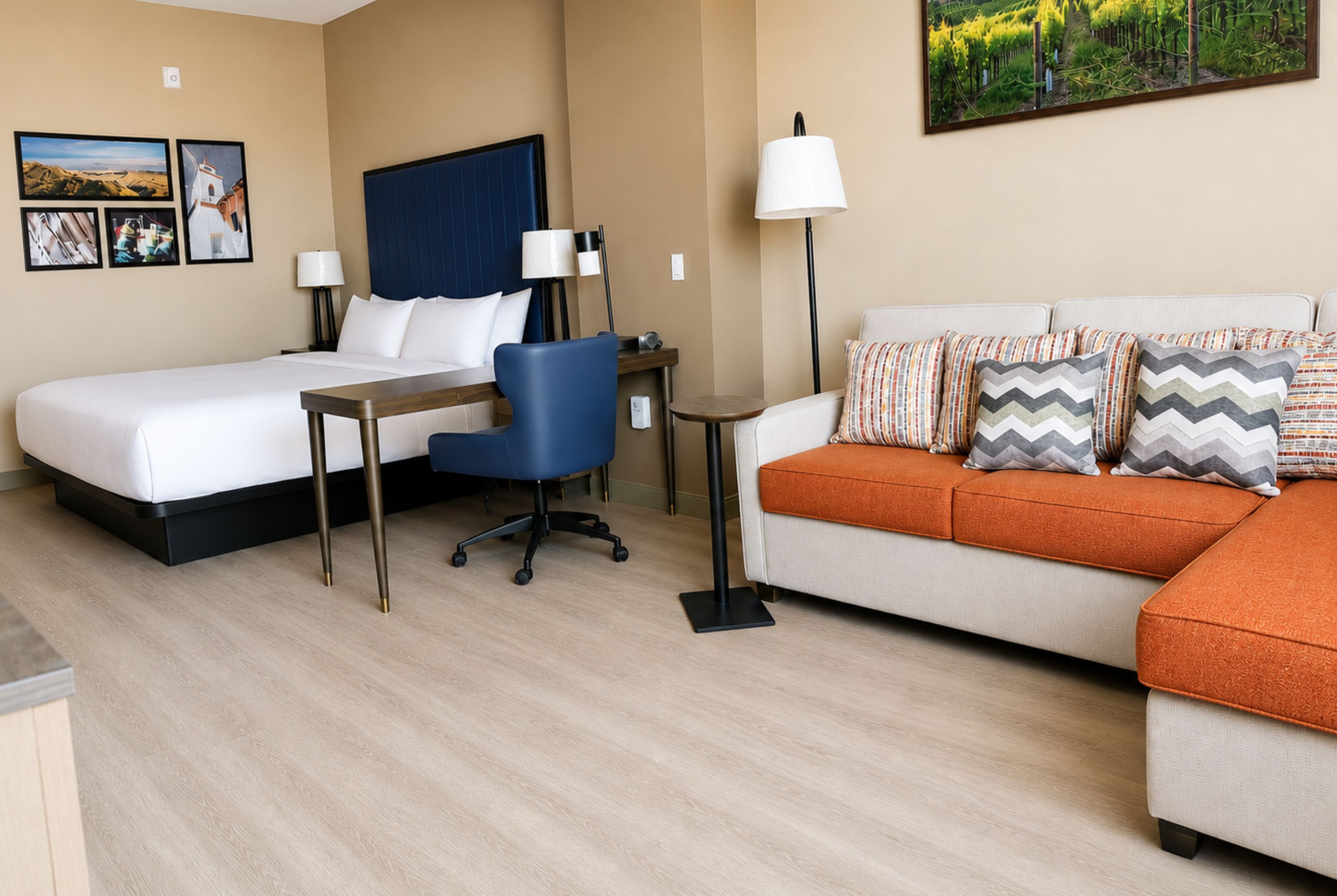 Guest room at the La Quinta Inn & Suites by Wyndham Tracy in Tracy, California