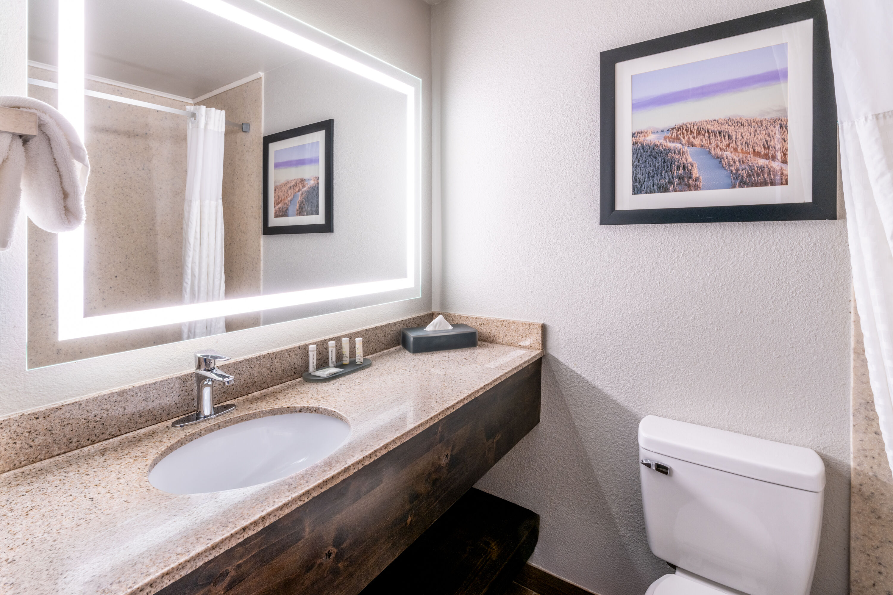 Guest room bath at the La Quinta Inn by Wyndham Steamboat Springs in Steamboat Springs, Colorado