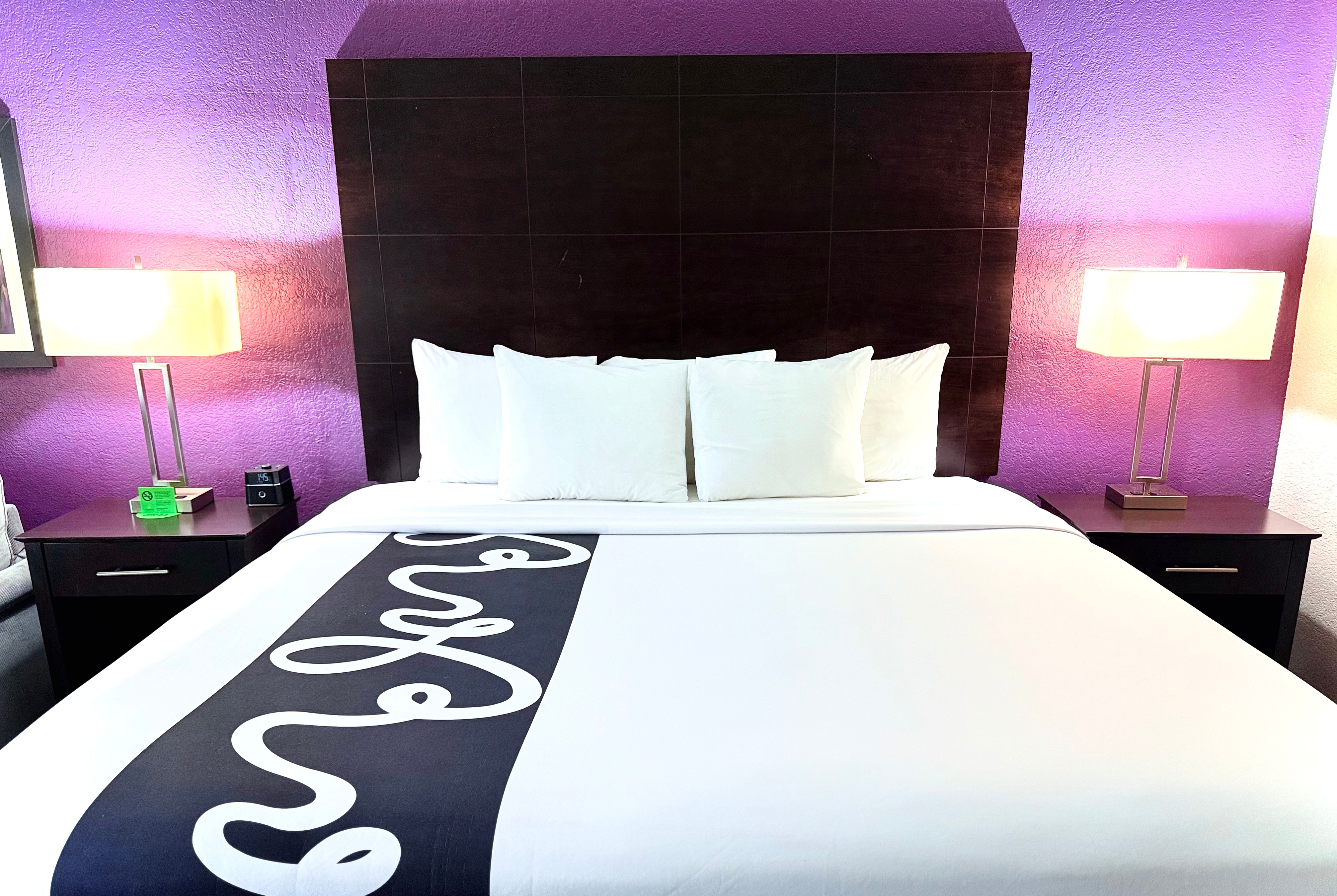 Guest room at the La Quinta Inn & Suites by Wyndham Orlando Universal area in Orlando, Florida