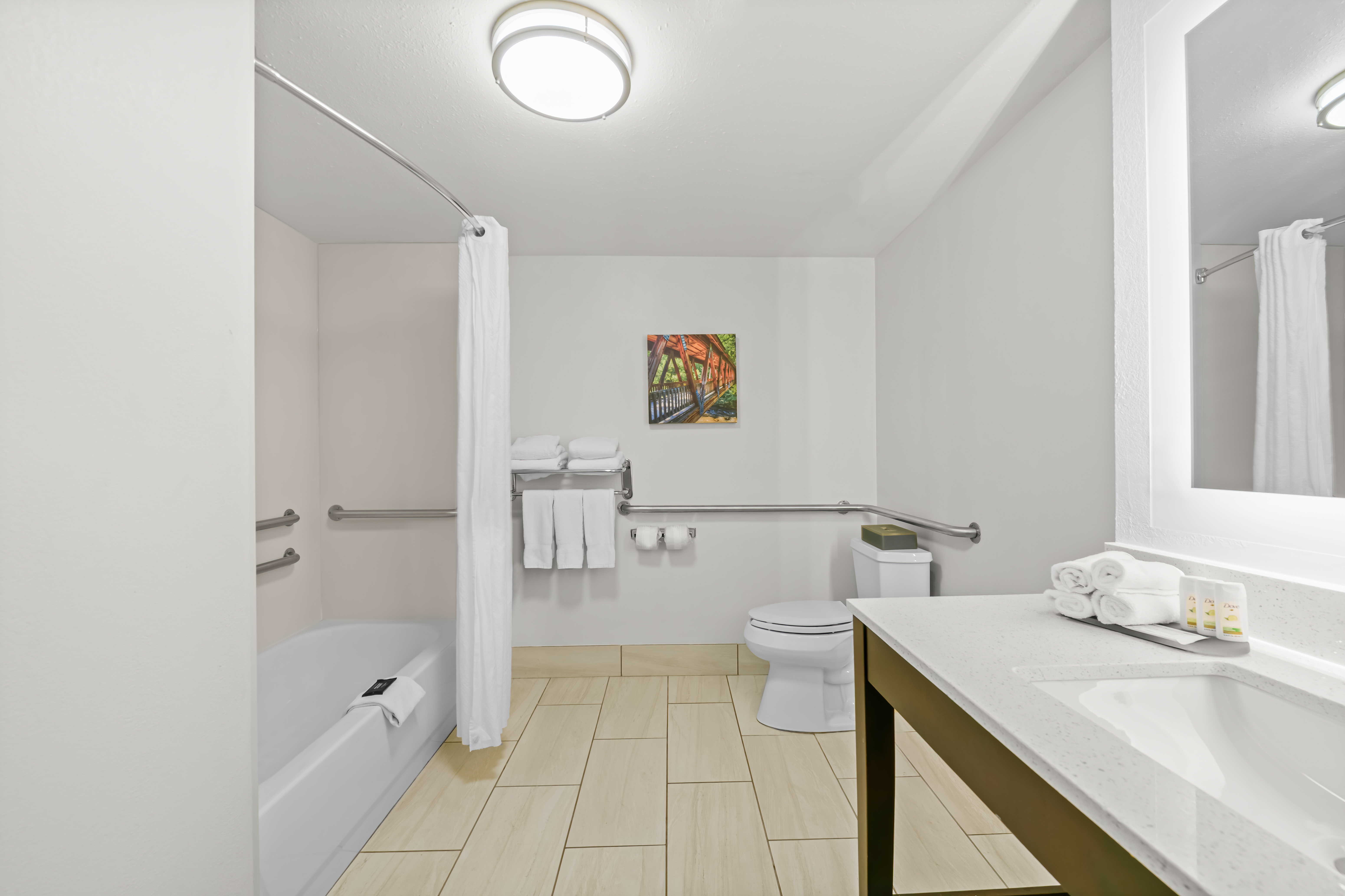 Guest room bath at the La Quinta Inn & Suites by Wyndham Atlanta Douglasville in Douglasville, Georgia