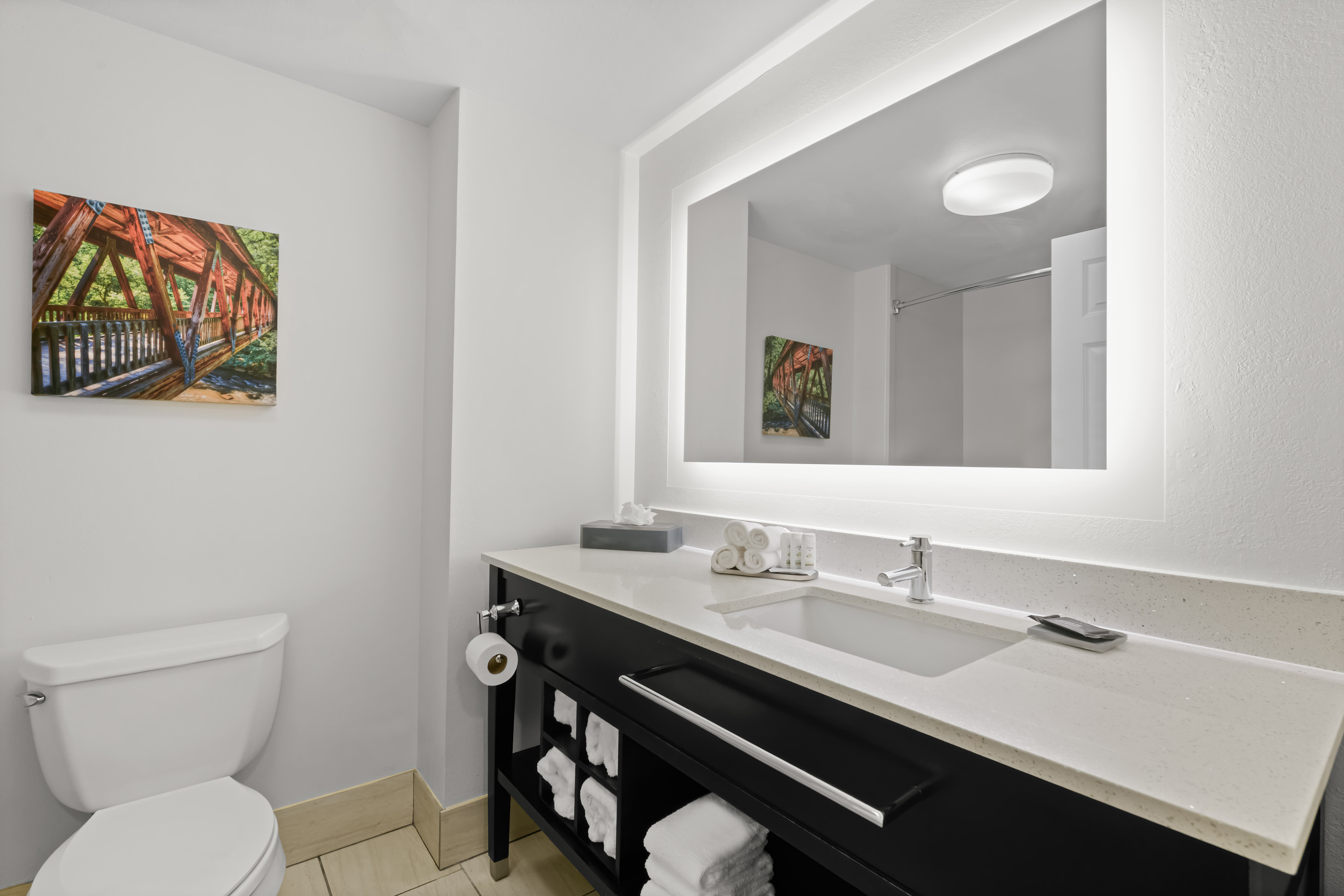 Guest room bath at the La Quinta Inn & Suites by Wyndham Atlanta Douglasville in Douglasville, Georgia