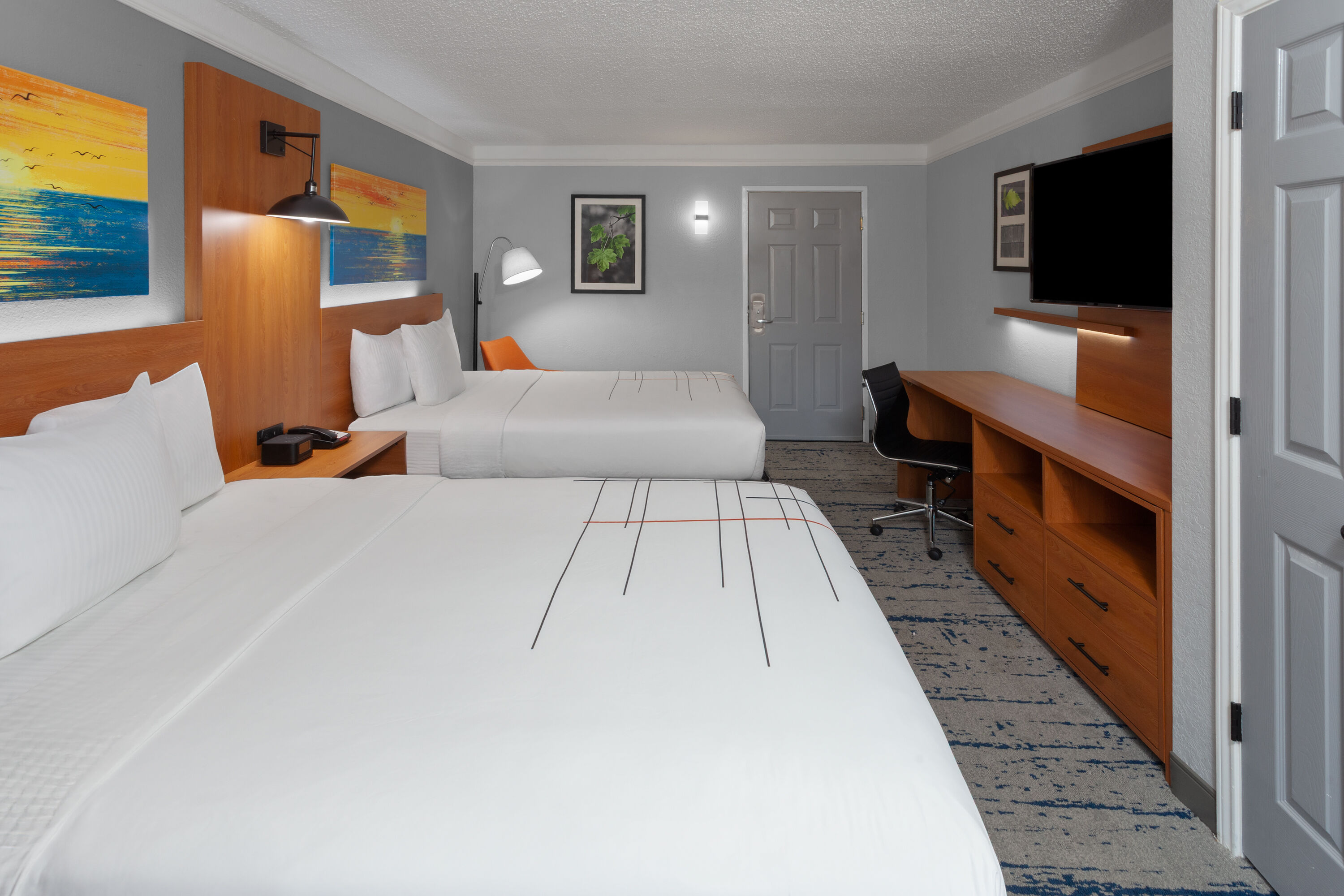 Guest room at the La Quinta Inn by Wyndham Champaign in Champaign, Illinois