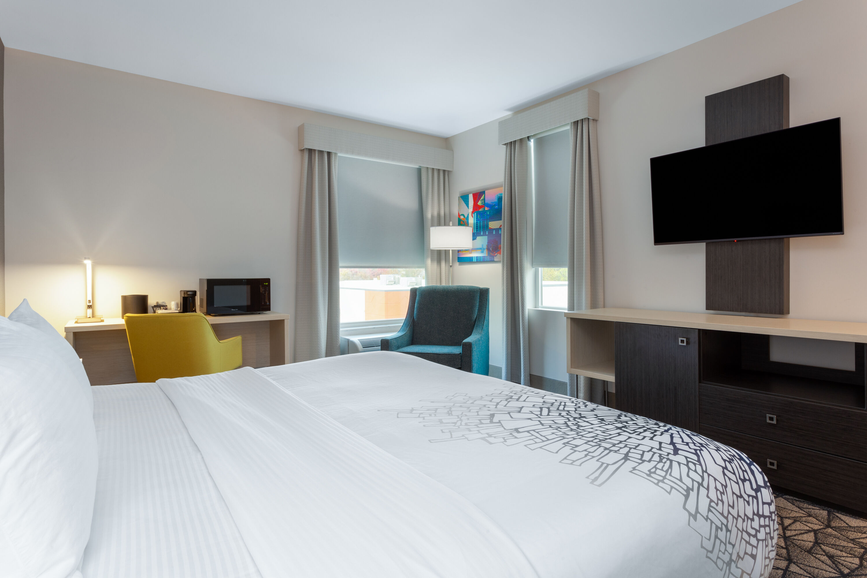 Guest room at the La Quinta Inn & Suites by Wyndham Shorewood in Shorewood, Illinois