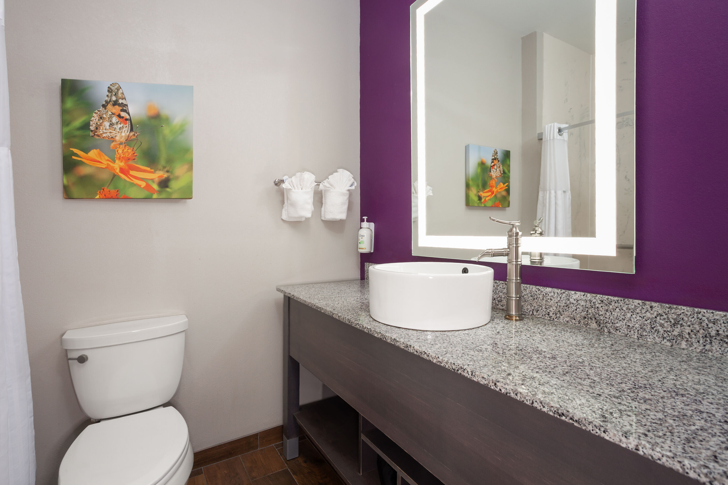 Guest room bath at the La Quinta Inn & Suites by Wyndham Springfield IL in Springfield, Illinois