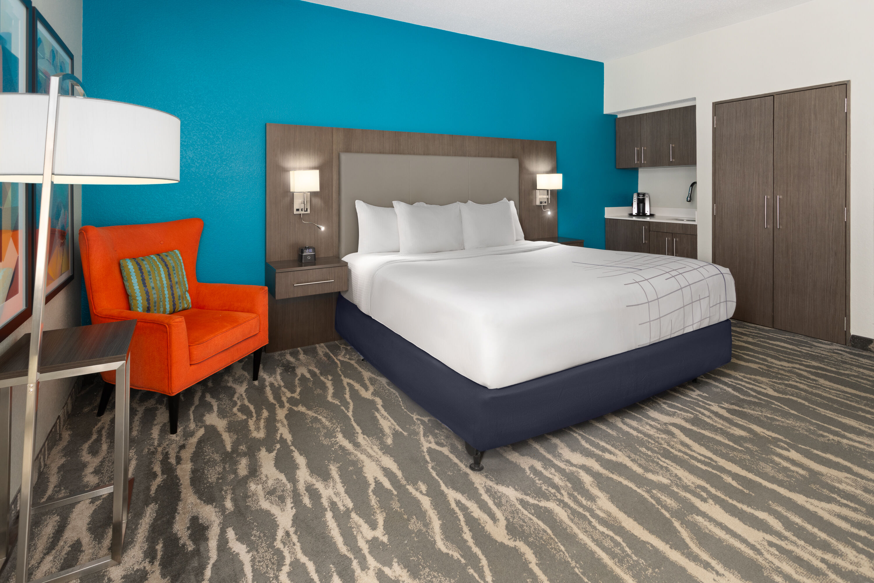 Guest room at the La Quinta Inn & Suites by Wyndham Kokomo in Kokomo, Indiana