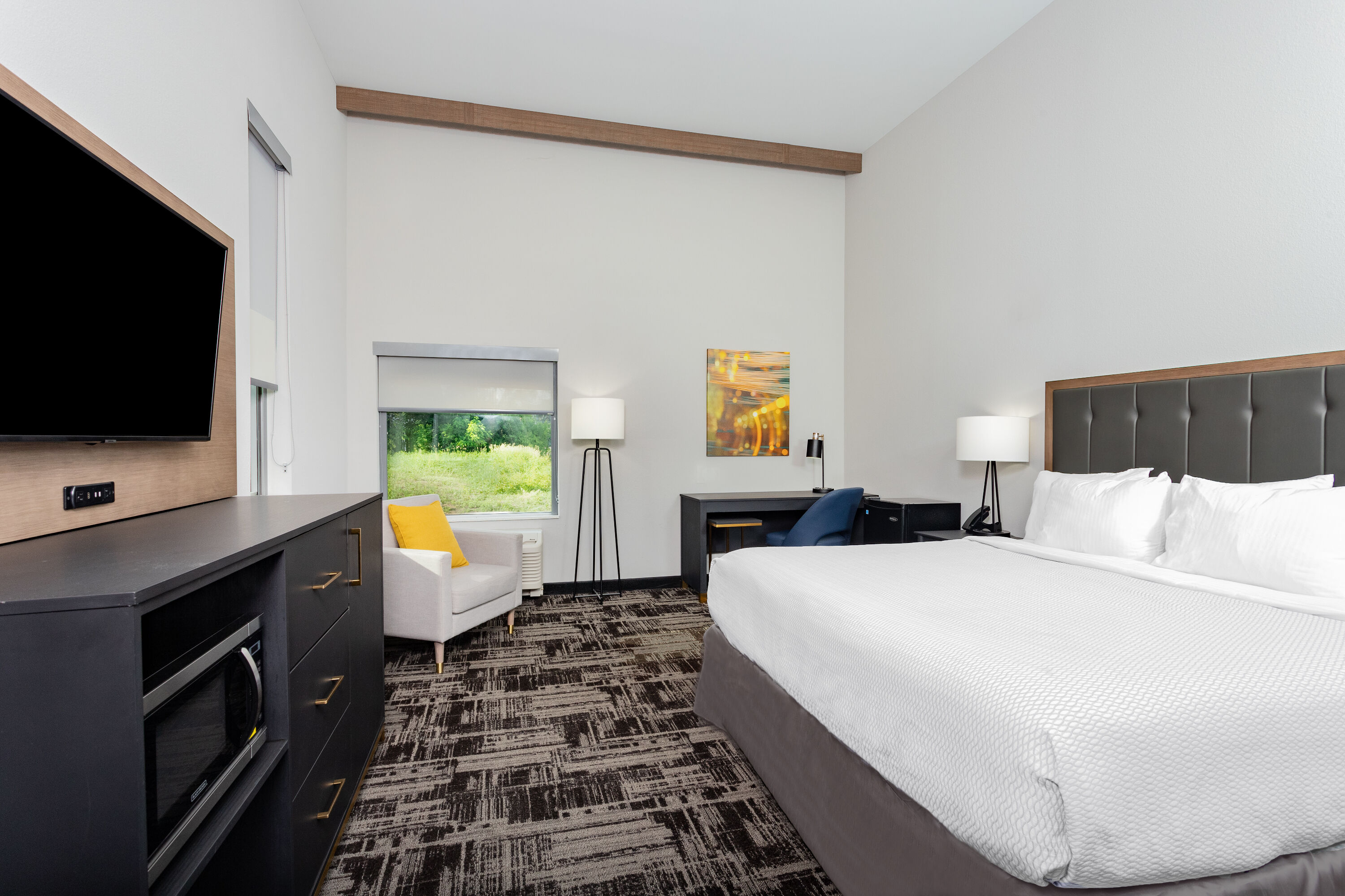 Guest room at the LaQuinta Suites by Wyndham South Bend Notre Dame Area in South Bend, Indiana