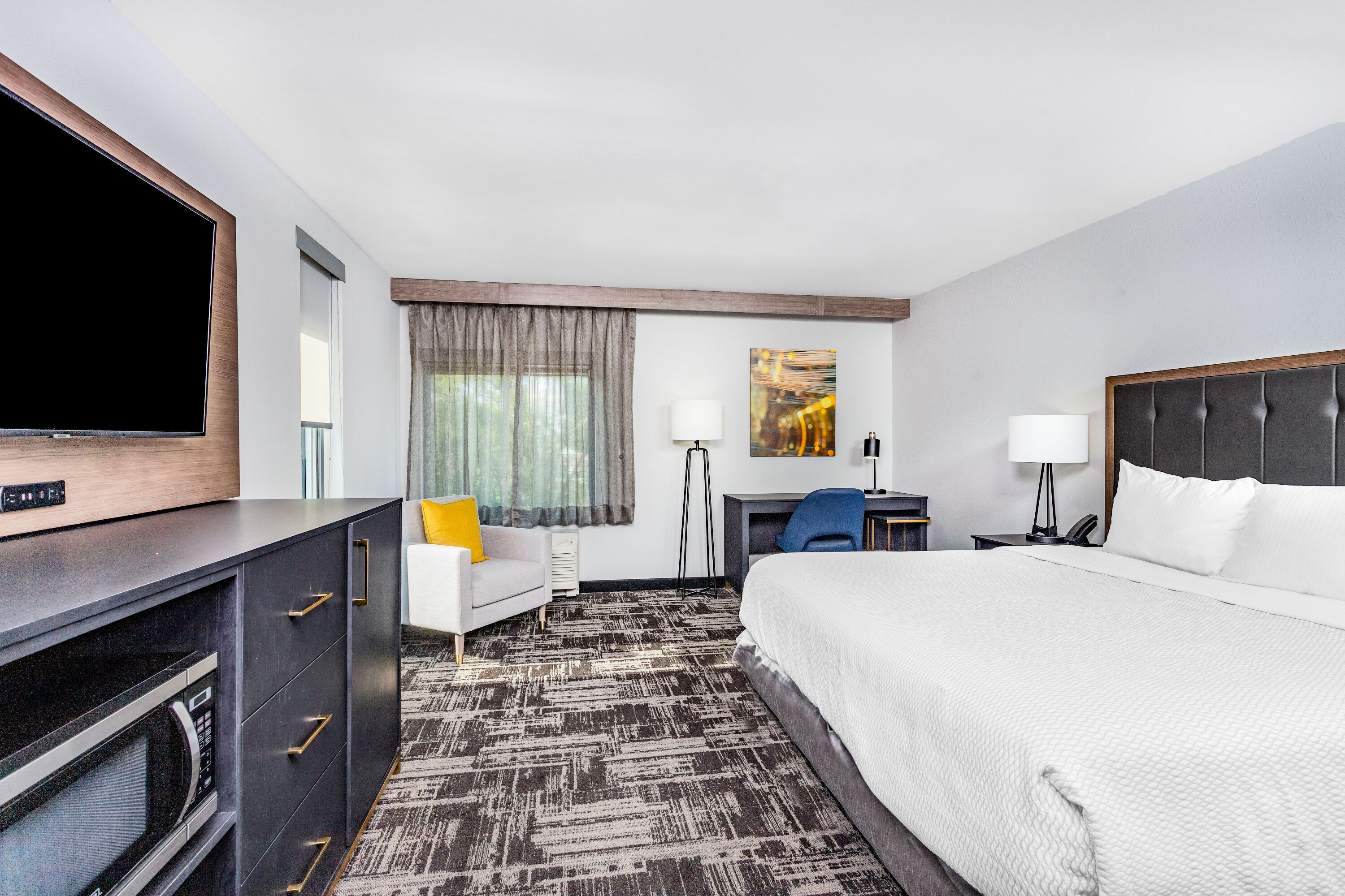 Guest room at the LaQuinta Suites by Wyndham South Bend Notre Dame Area in South Bend, Indiana