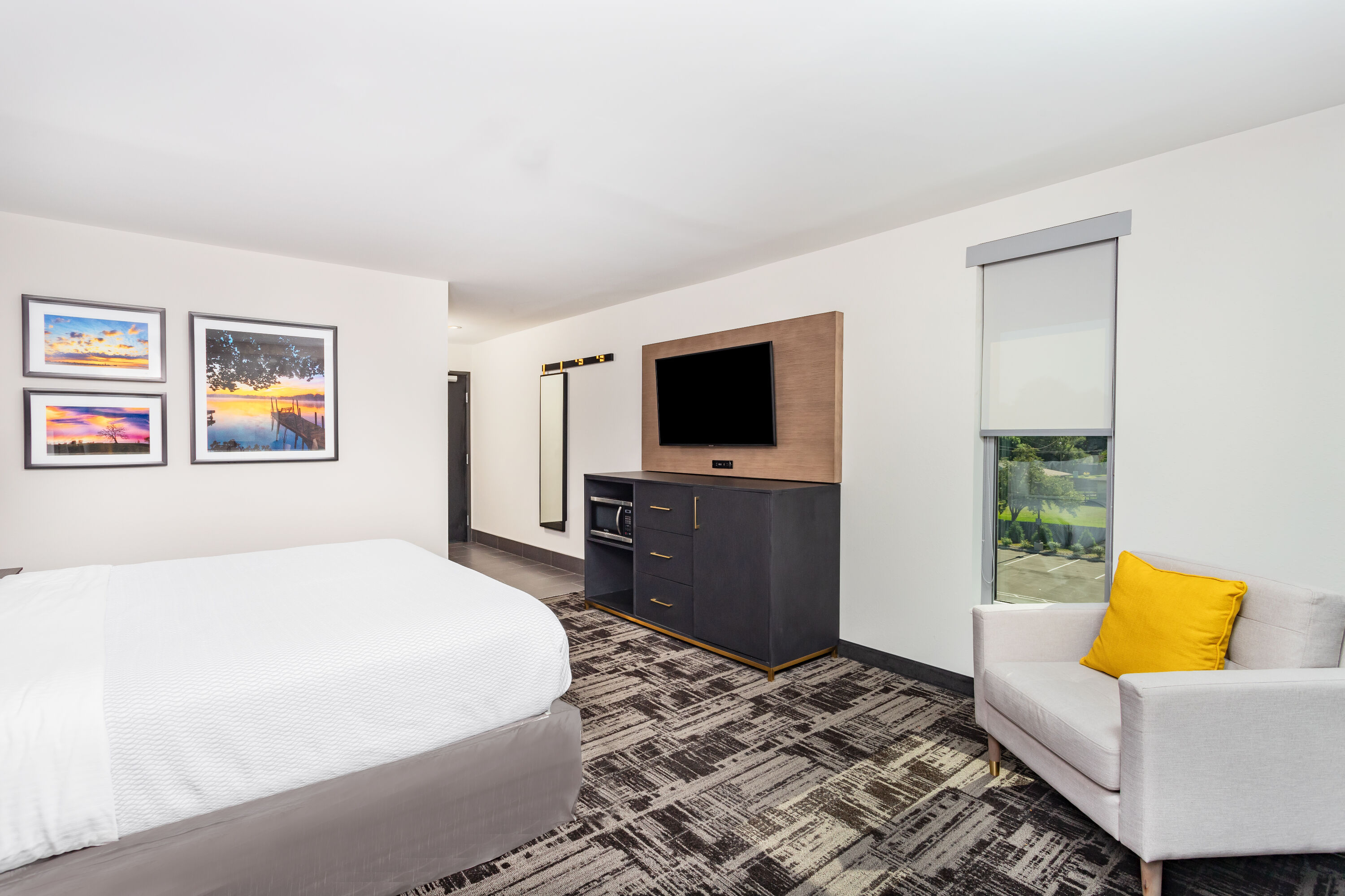 Guest room at the LaQuinta Suites by Wyndham South Bend Notre Dame Area in South Bend, Indiana