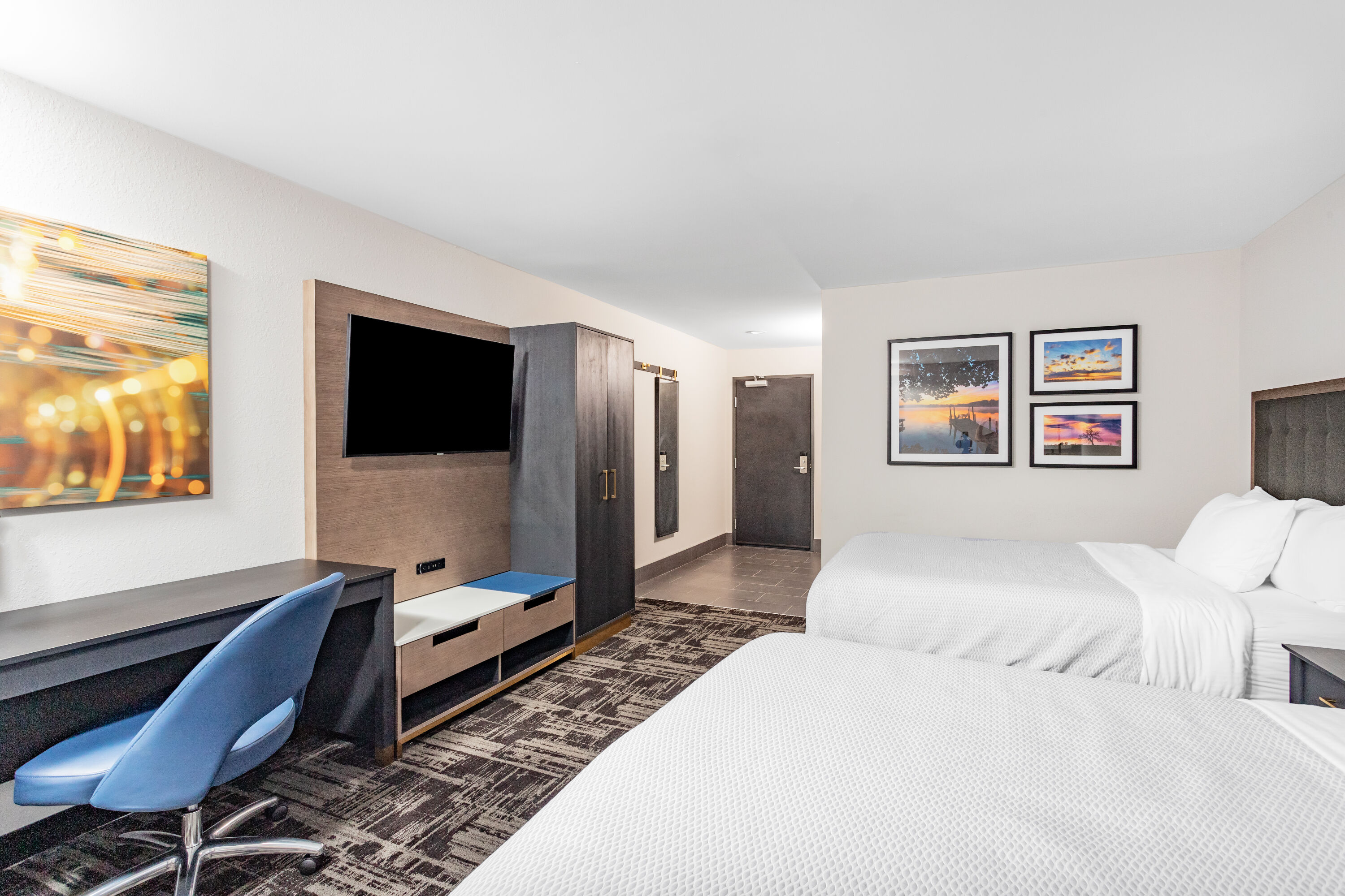 Guest room at the LaQuinta Suites by Wyndham South Bend Notre Dame Area in South Bend, Indiana