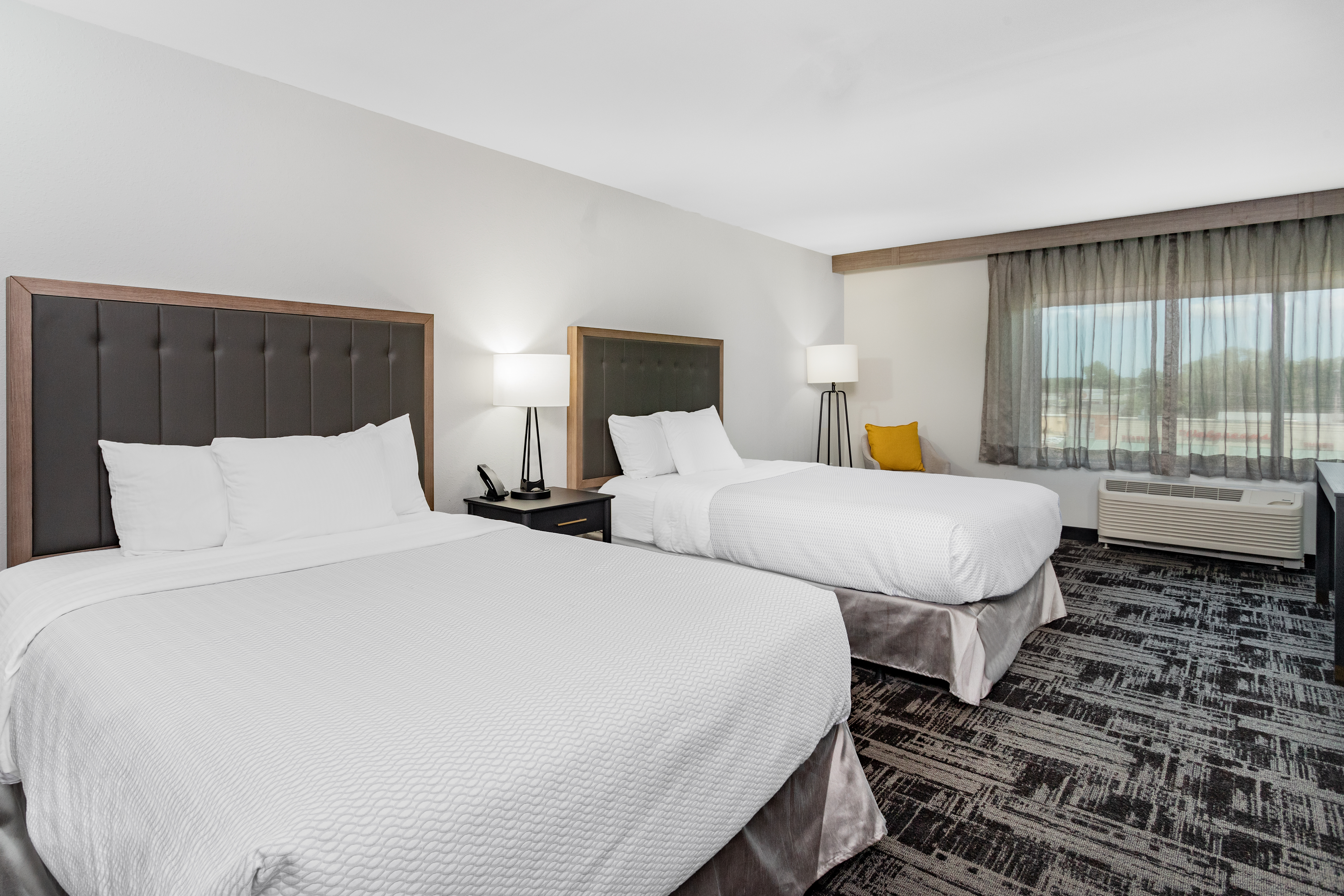 Guest room at the LaQuinta Suites by Wyndham South Bend Notre Dame Area in South Bend, Indiana