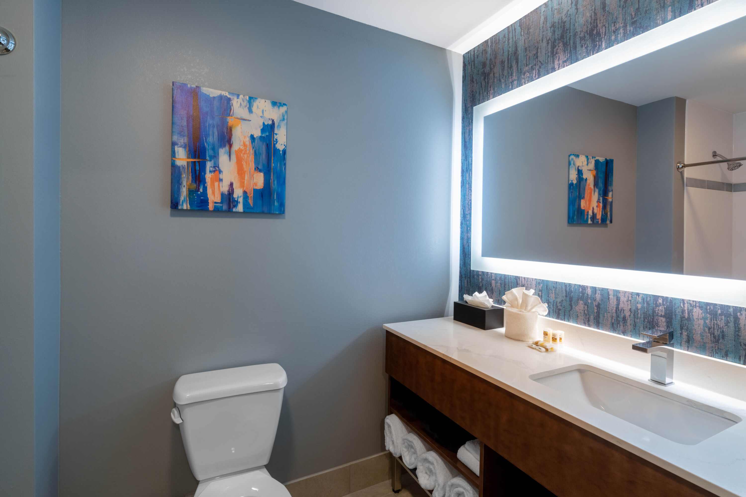 Guest room bath at the La Quinta Inn & Suites by Wyndham Louisville NE/Old Henry Rd in Louisville, Kentucky