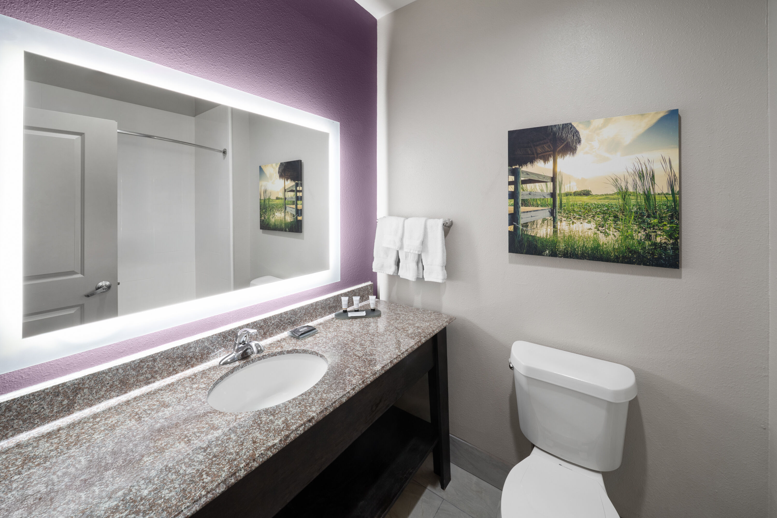 Guest room bath at the La Quinta Inn & Suites by Wyndham Boutte in Boutte, Louisiana