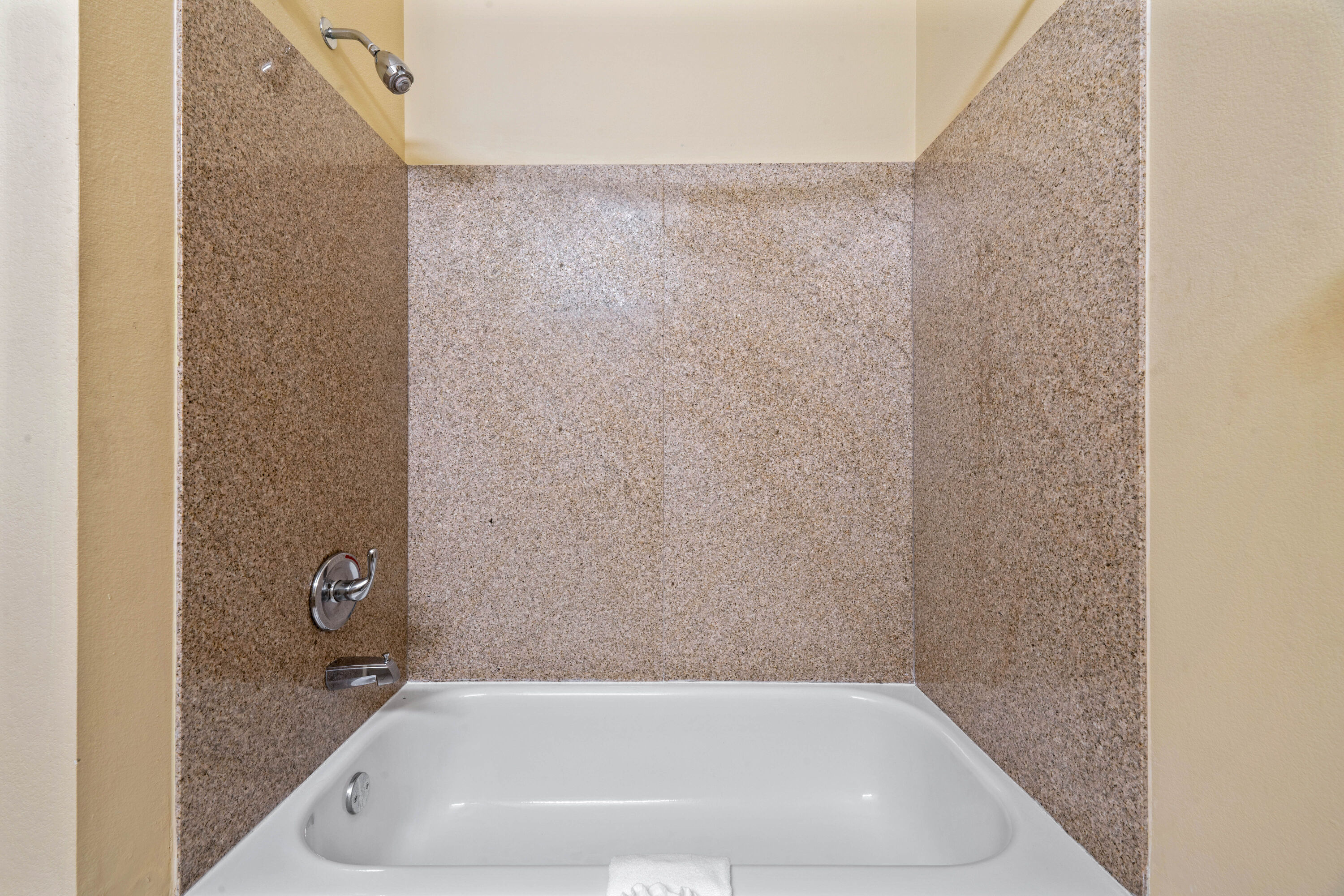 Guest room bath at the La Quinta Inn & Suites by Wyndham Morgan City in Morgan City, Louisiana