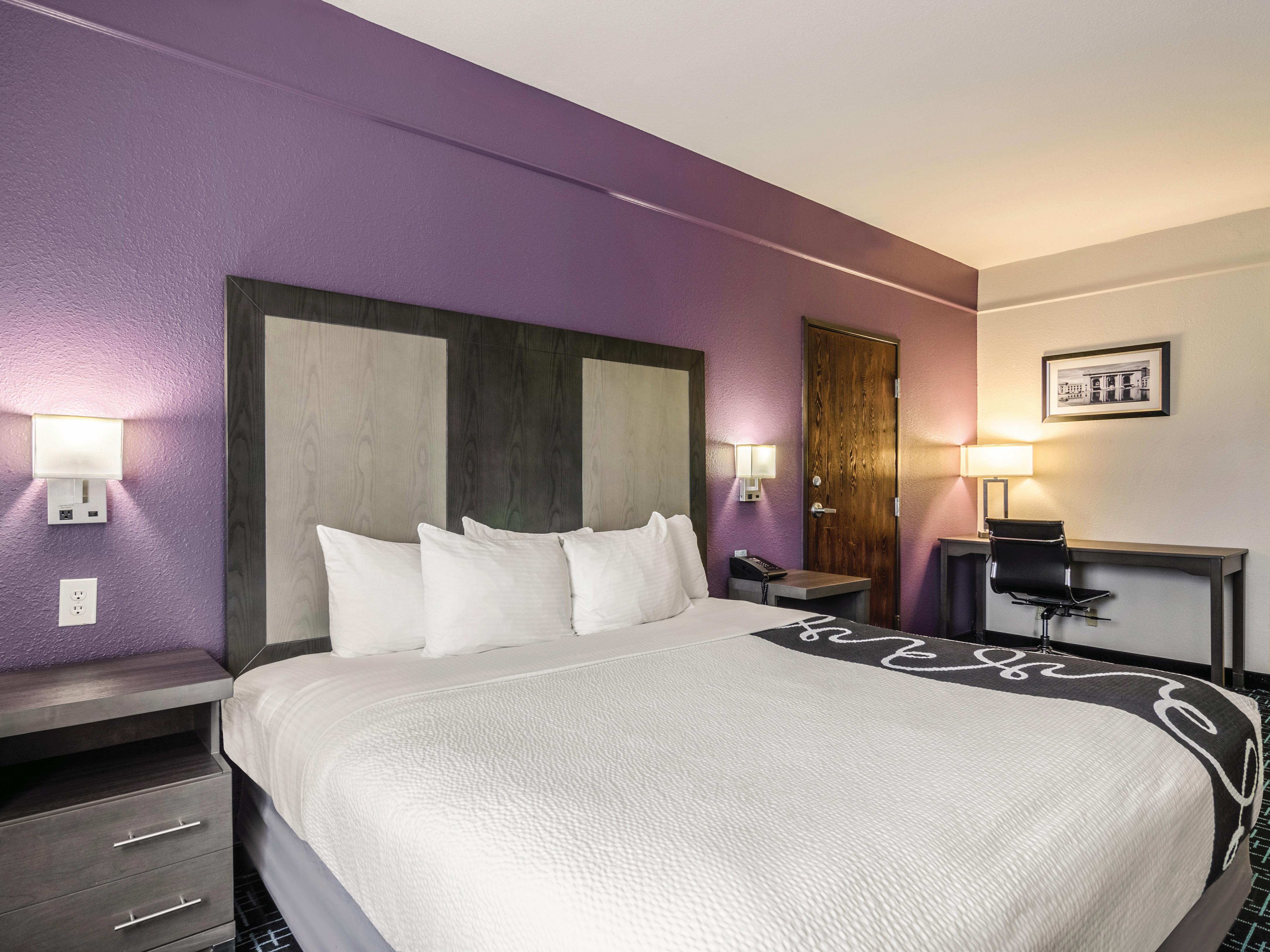 Guest room at the La Quinta Inn & Suites by Wyndham Kansas City Airport in Kansas City, Missouri