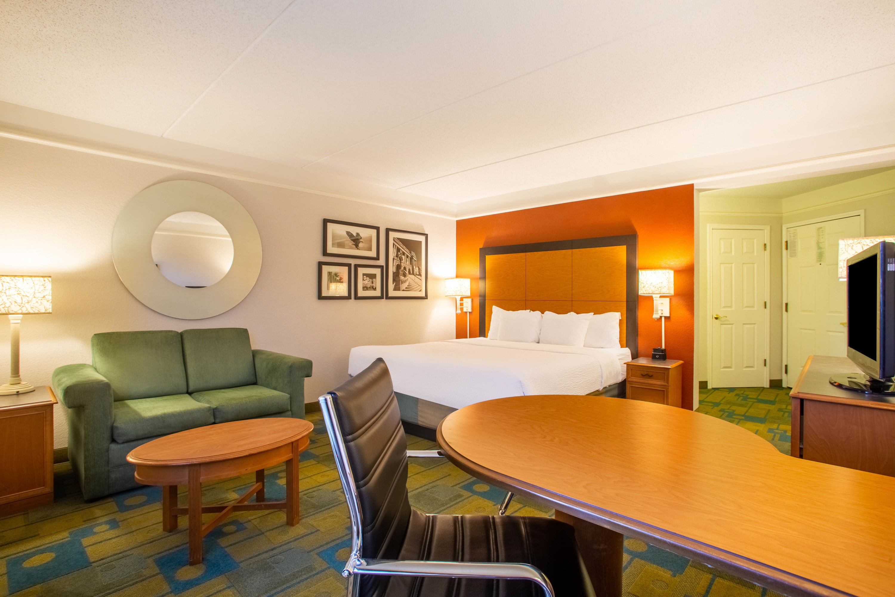 Guest room at the La Quinta Inn & Suites by Wyndham Charlotte Airport South in Charlotte, North Carolina