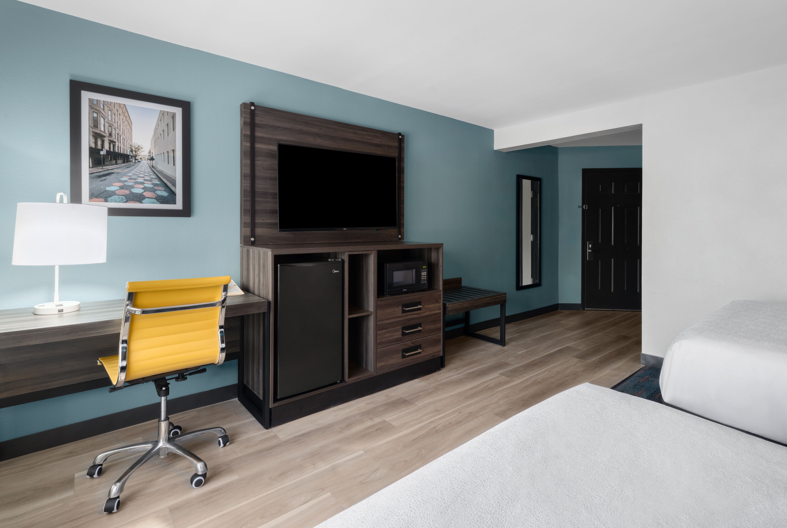 Guest room at the La Quinta Inn & Suites by Wyndham Greensboro NC in Greensboro, North Carolina