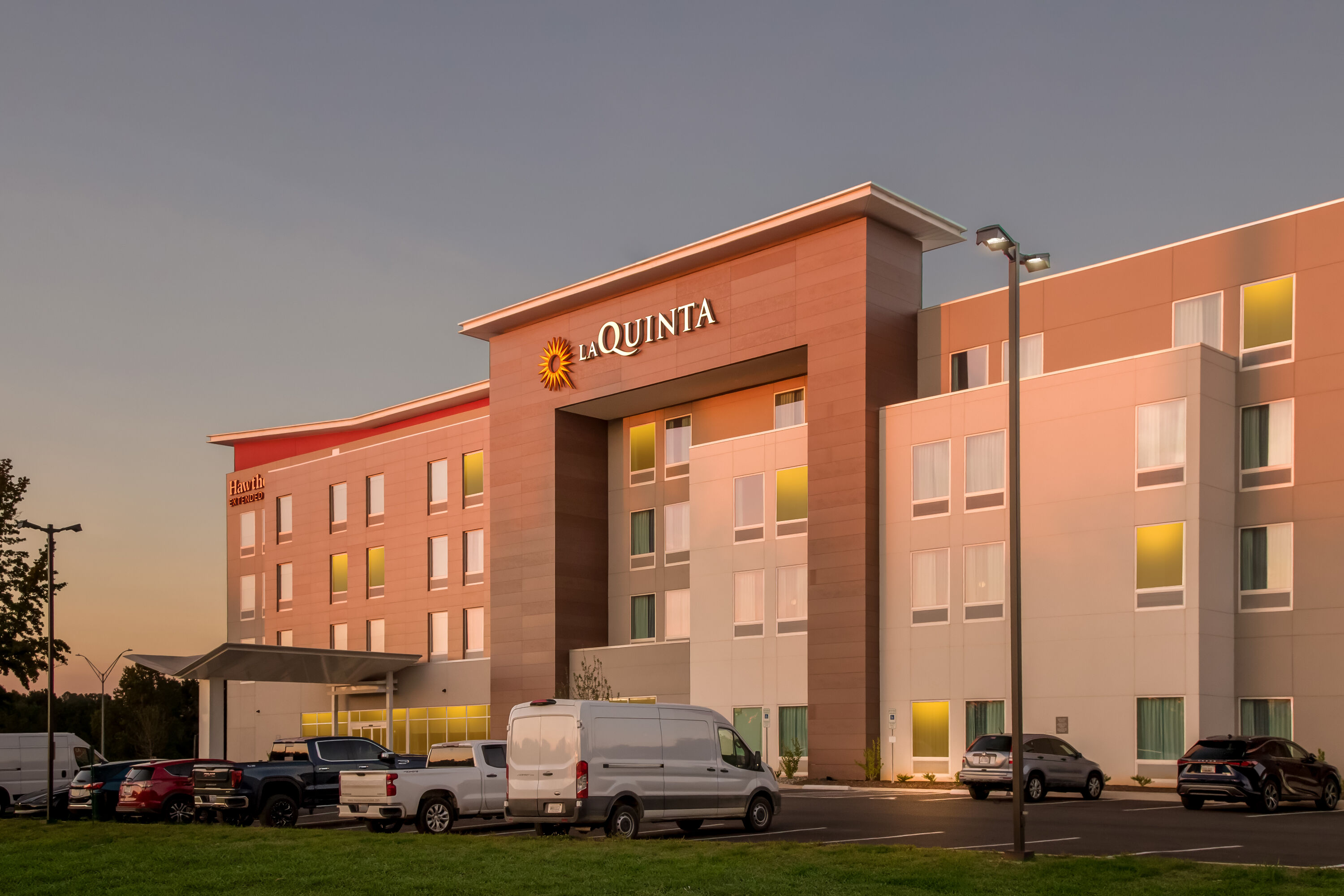 Exterior Night Image of La Quinta Inn & Suites by Wyndham Mebane hotel in Mebane, North Carolina