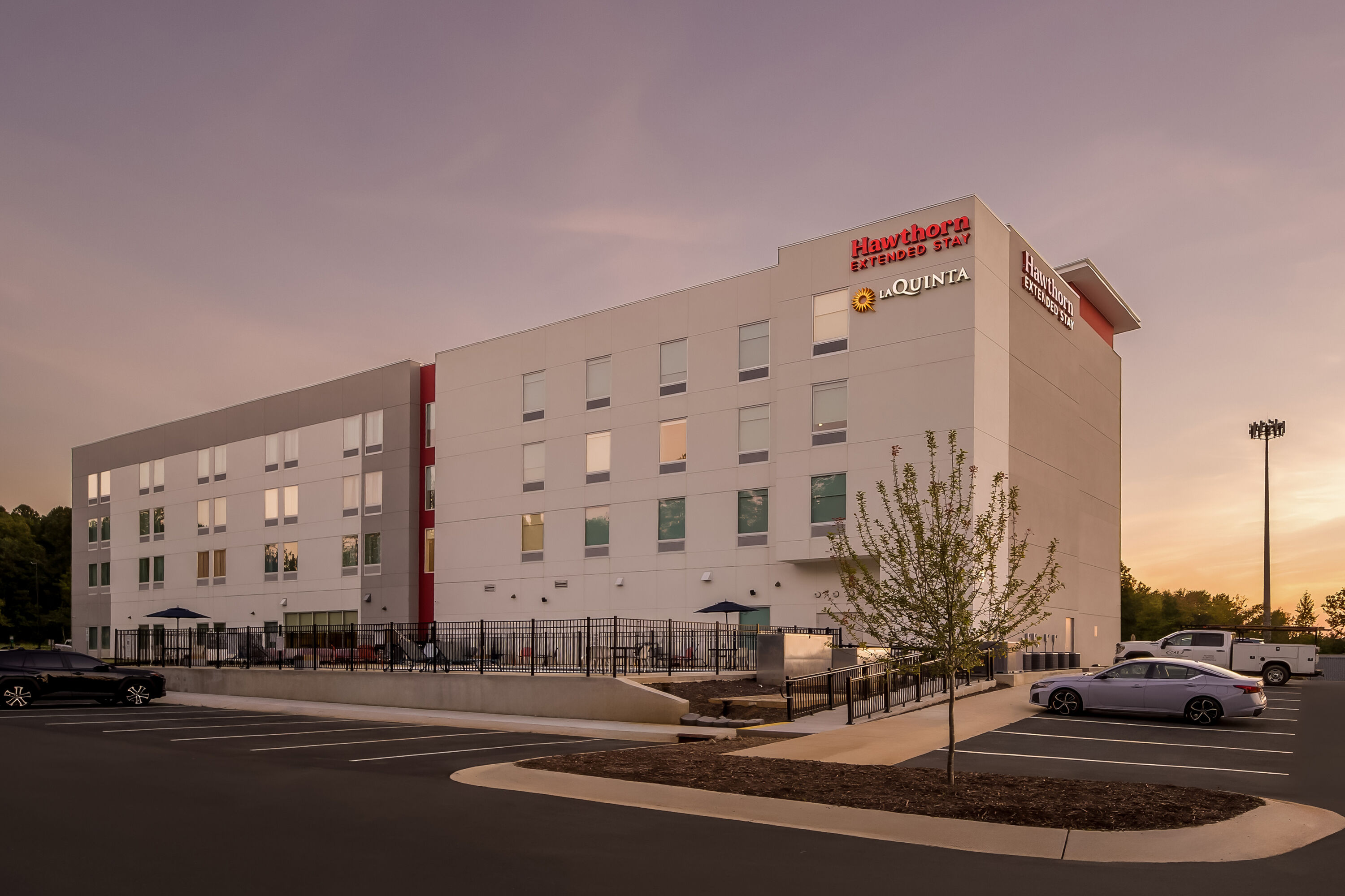 Exterior Night Image of La Quinta Inn & Suites by Wyndham Mebane hotel in Mebane, North Carolina
